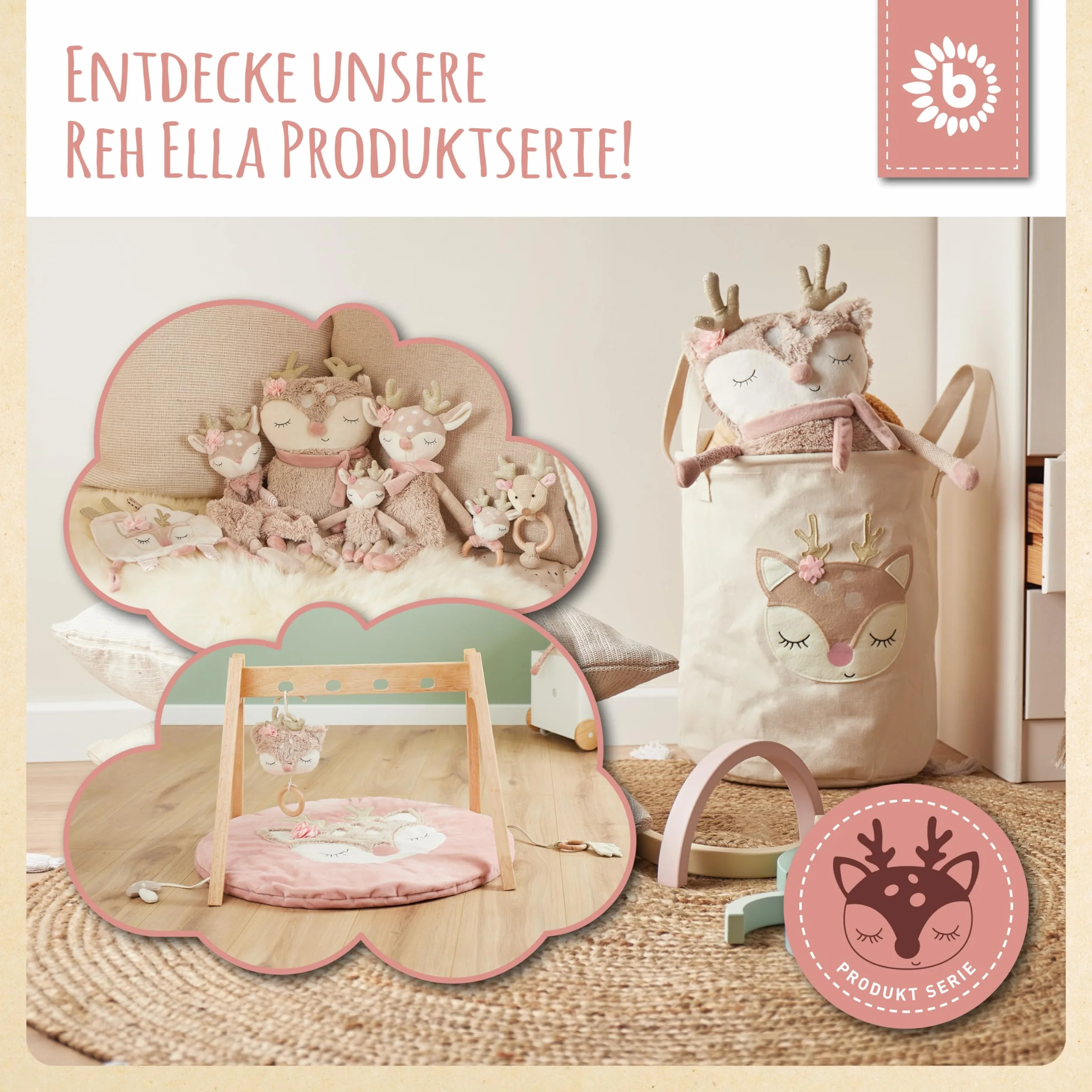 Bieco Składane pudełko z pokrywką | 65 litrów | ok. 36 x 36 x 51 cm | skrzynka na zabawki | dzieci | skrzynki | duże | organizer na stół do przewijania | jeleń Ella