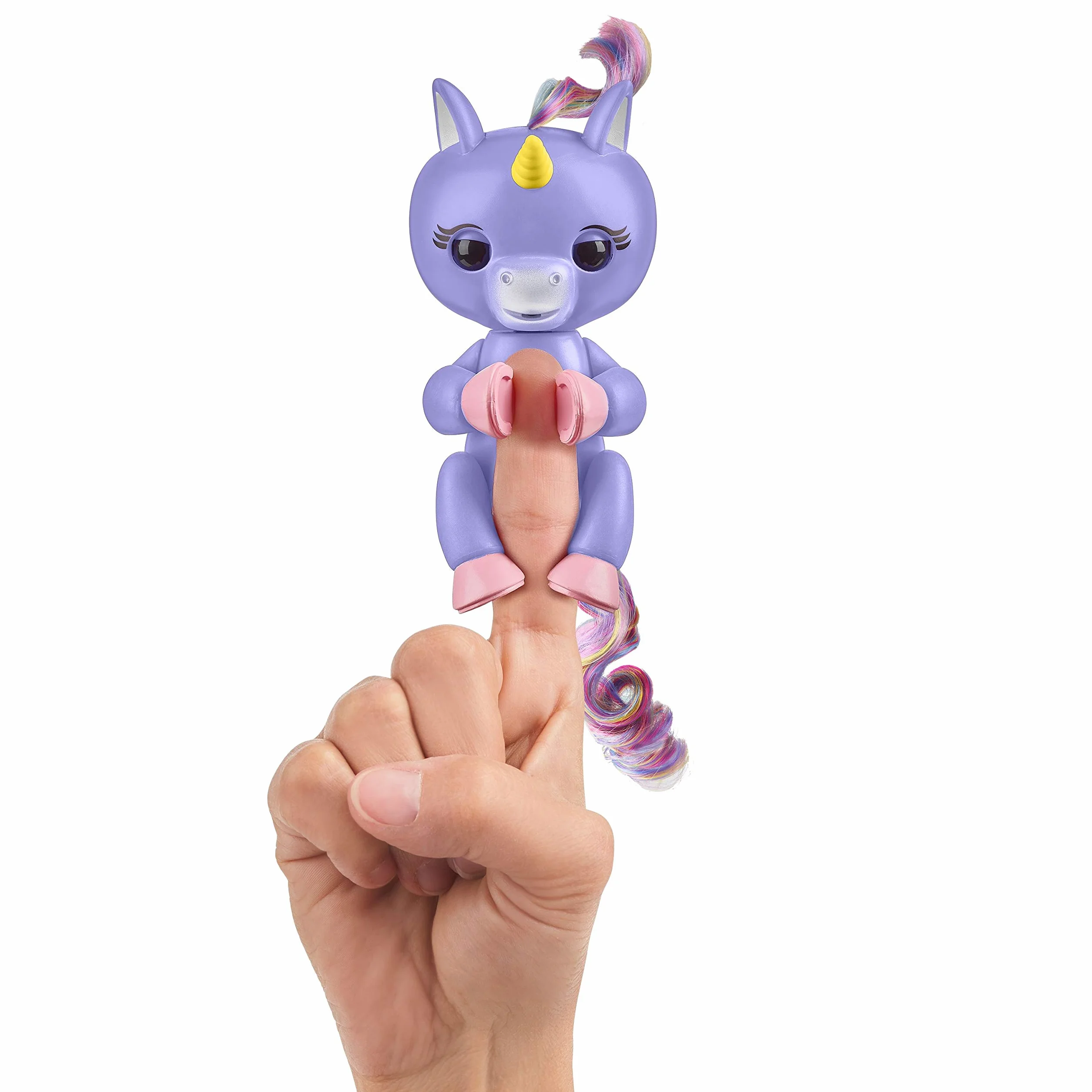 Fingerlings jednorożec fioletowy z tęczową grzywą, interaktywna zabawka, reaguje na dźwięki, ruchy i dotyk, fioletowy