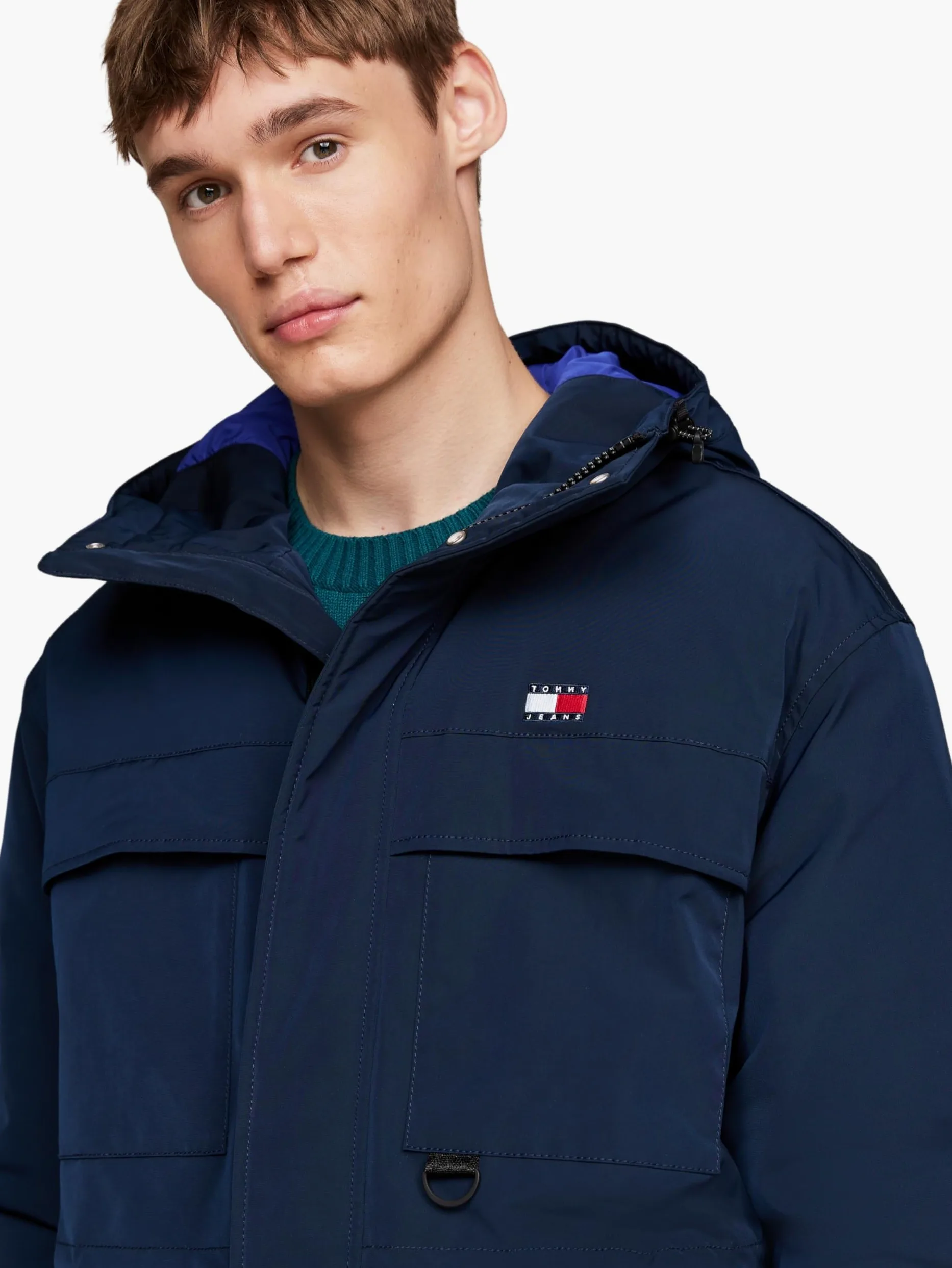 Tommy Jeans Męskie płaszcze TJM TECH CANVAS PARKA DM0DM20005 Inne płaszcze, niebieski (Dark Night Navy), XL, Niebieski (Dark Night Navy), XL