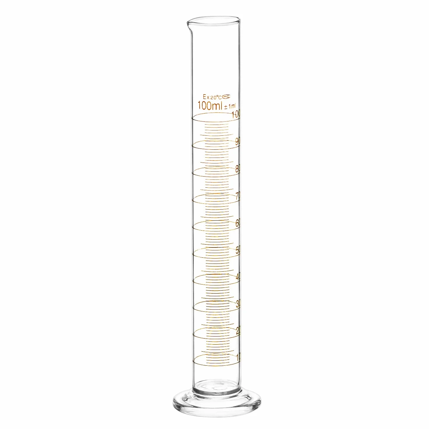 Szklany cylinder miarowy 100 ml, szkło borokrzemowe, gruba ścianka