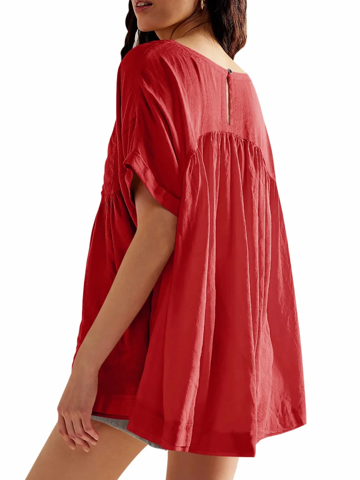 Imily Bela Koszulka damska na lato, oversized casualowa, tunic, luźny krój, top, bawełna