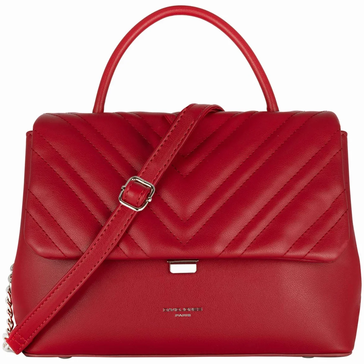 David jones - Damska Torba na Ramię Pikowana - Torebka Klapką Skóra PU - Crossbody Messenger Bag - Torby z Uchwytem - Kobiet Tornister - Modna Elegancka - Czerwony
