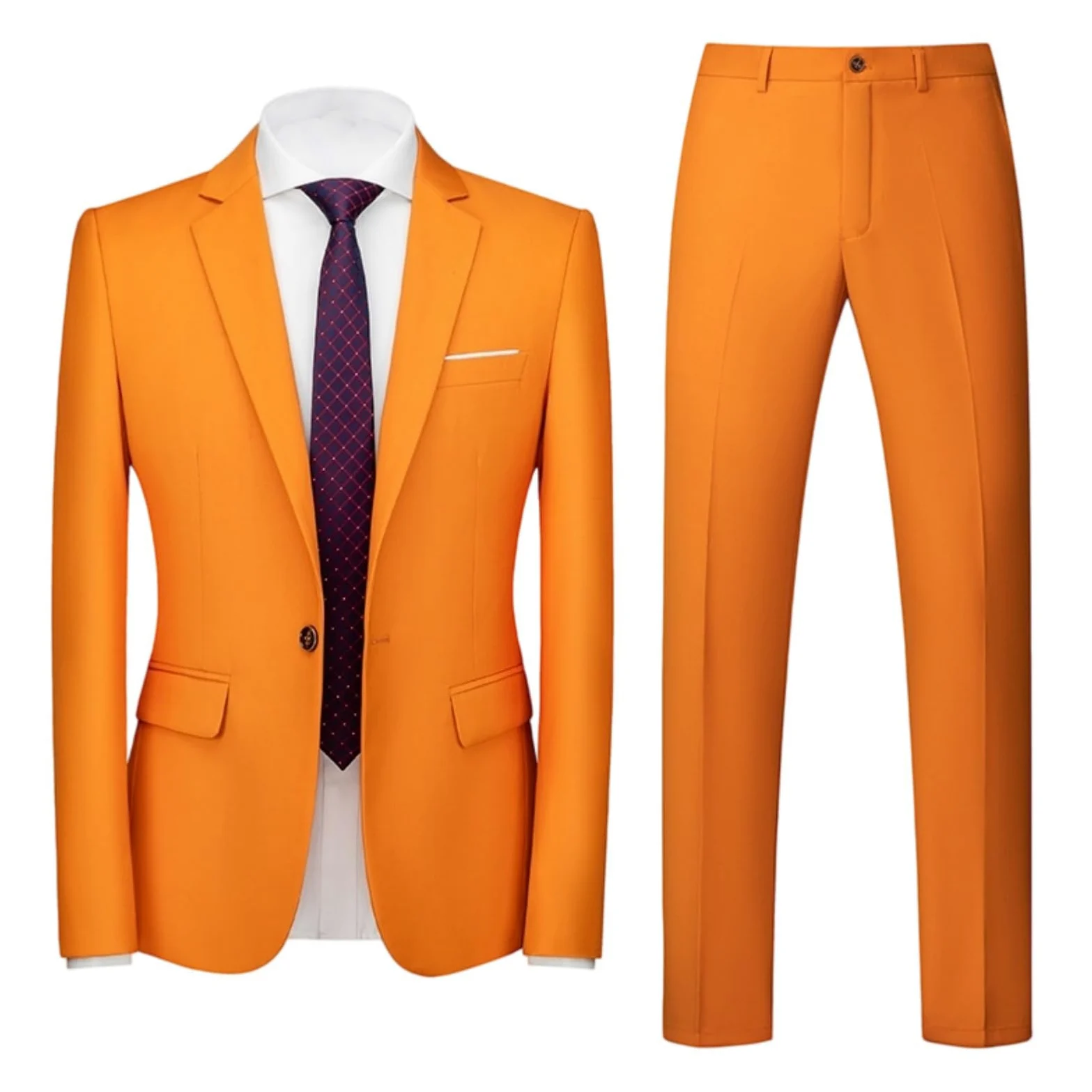 Męski minimalistyczny 2-częściowy strój ze stójką Slim Fit 1 guzik marynarka i spodnie