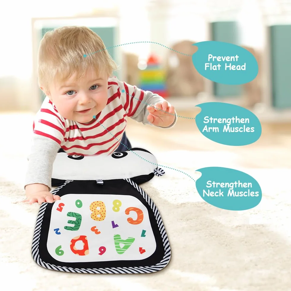 Aolso Animal Tummy Time, bezpieczna i zabawna zabawa w brzuch w dół, interaktywna poduszka dla niemowląt, grafika poznawcza, wzmacnia mięśnie, 0-6 miesięcy (Gigantyczna Panda)