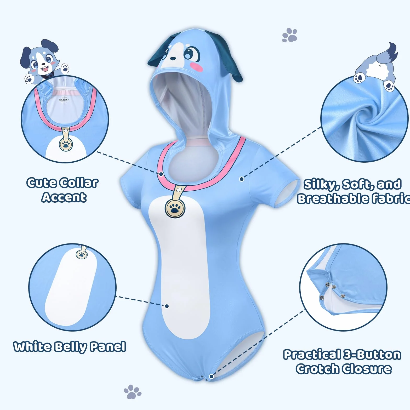 LittleForBig Jedwabisty kombinezon piżamowy - model Little Furry Blue Baby
