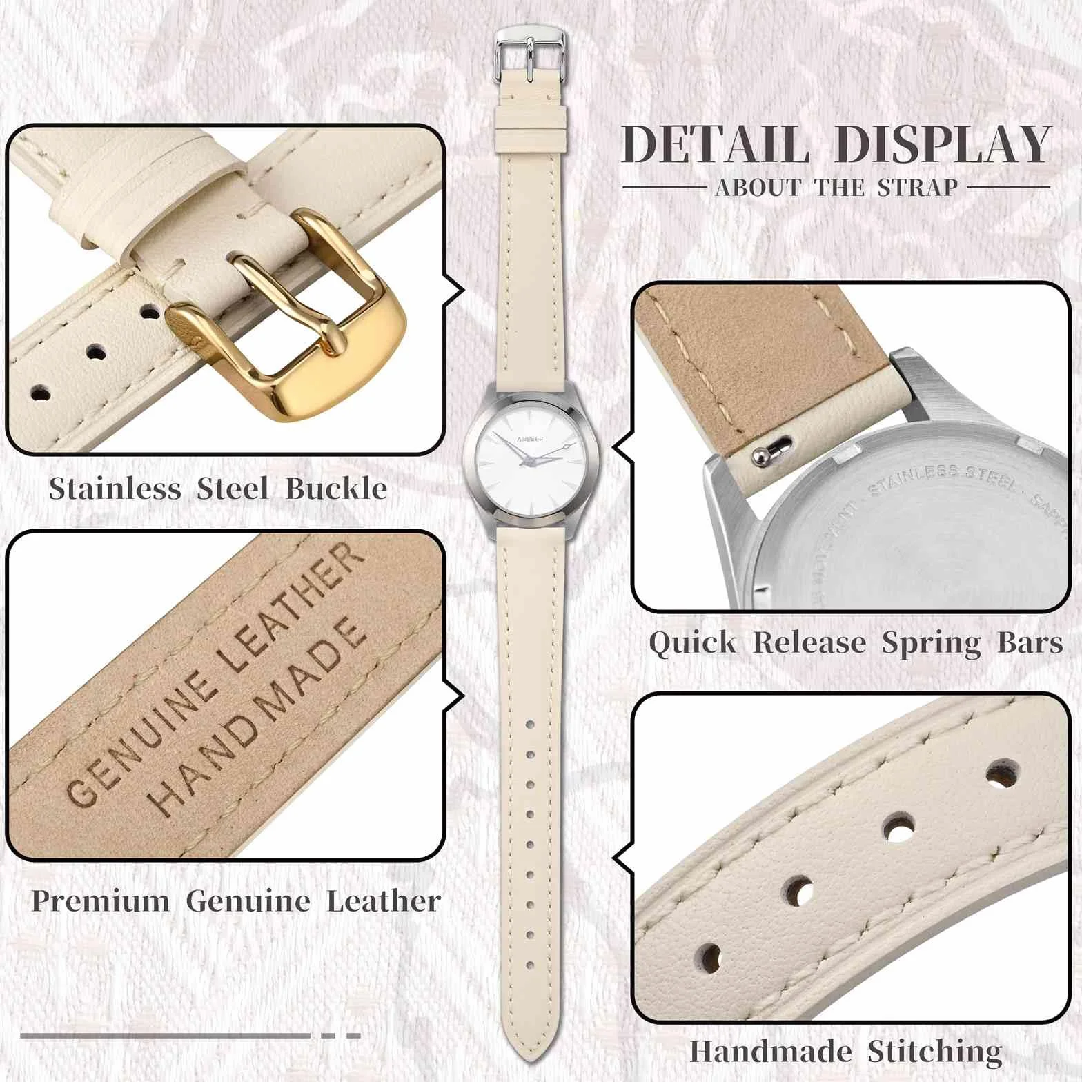 Elegancki płaski pasek do zegarka z prawdziwej skóry Quick Release dla kobiet