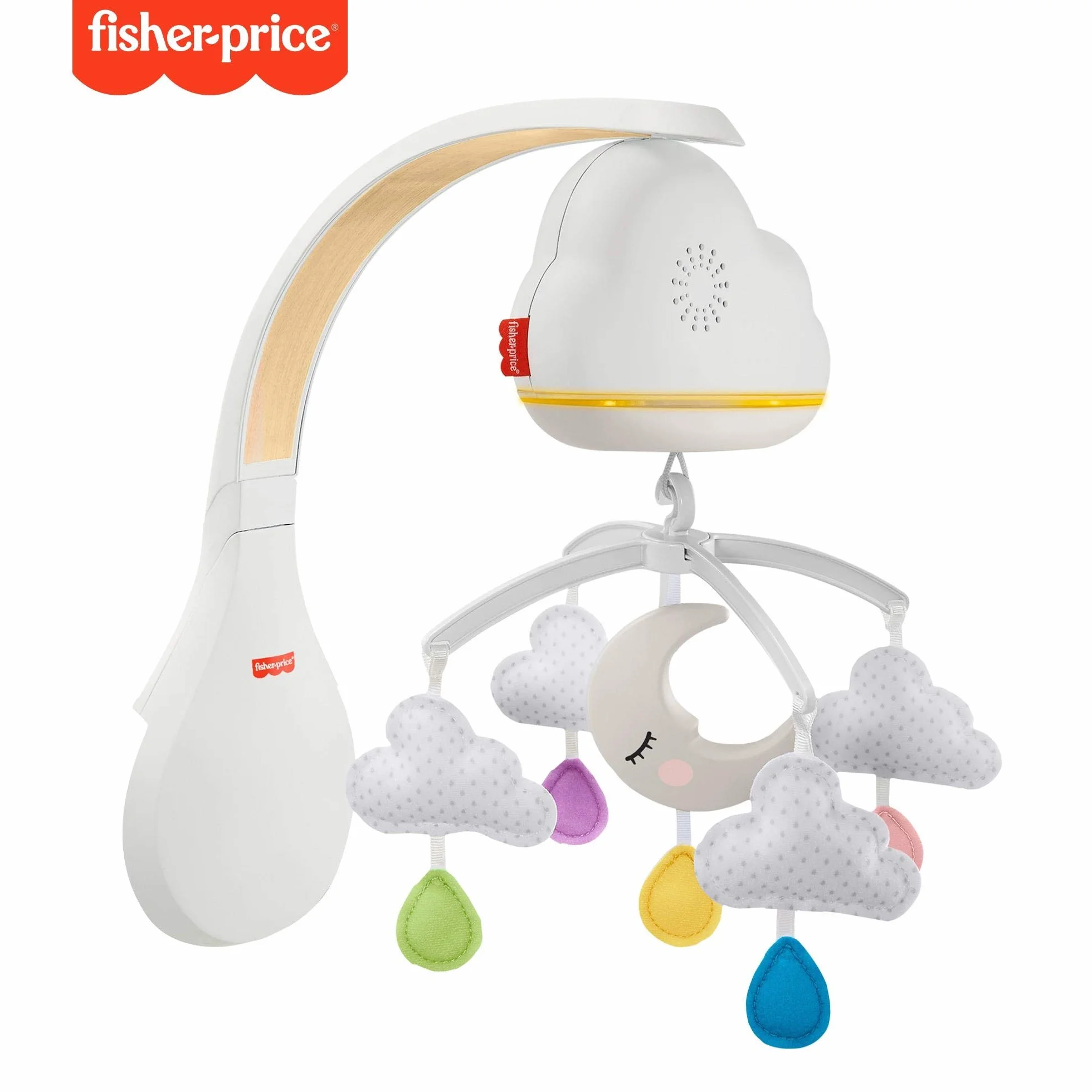 Fisher-Price Chmurkowa karuzelka uspokajacz, zabawka z dźwiękami do łóżeczka dla dzieci od narodzin, GRP99