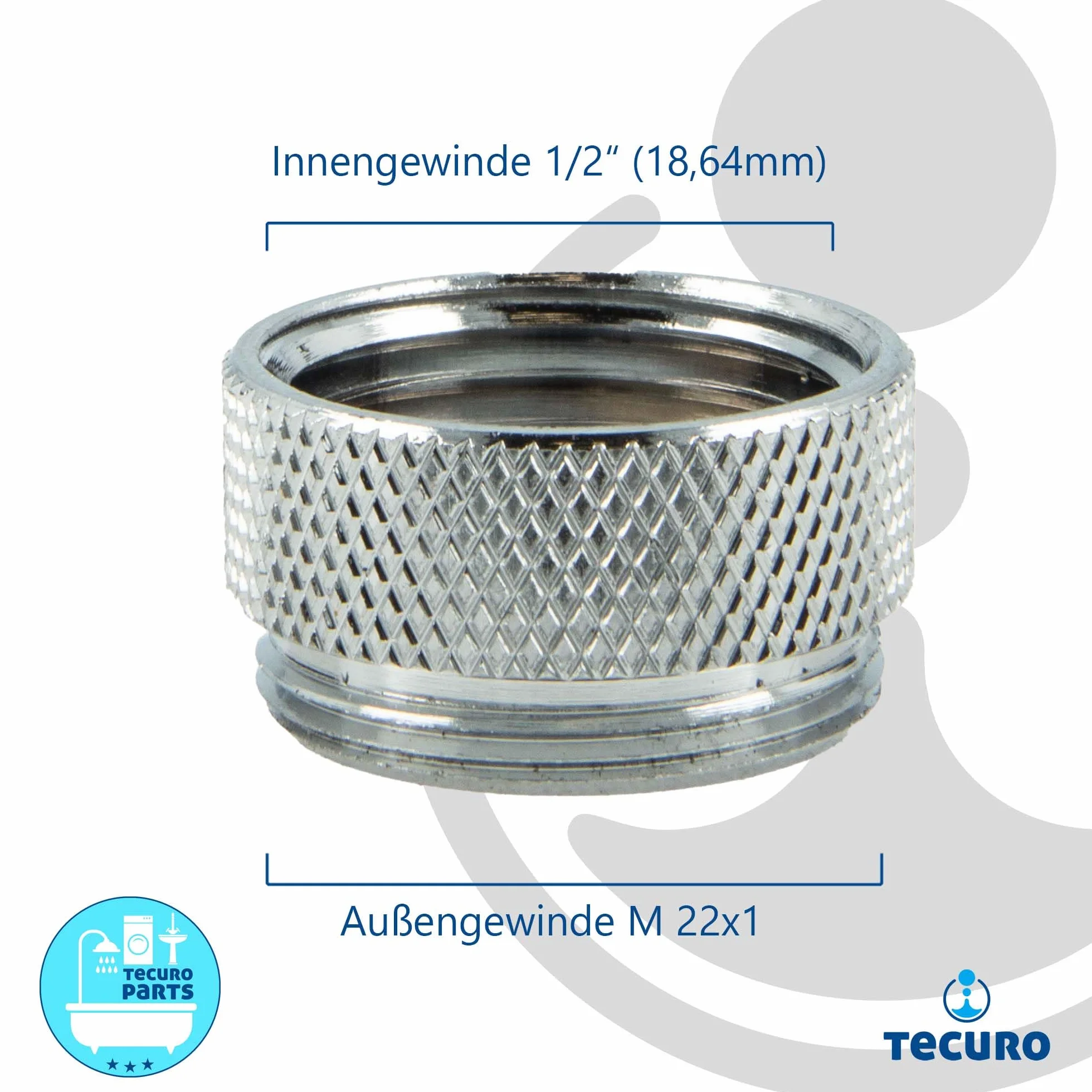 tecuro Adapter montażowy do wybiegów armatury, AG M22x1 na IG 1/2 cala mosiądz chromowany