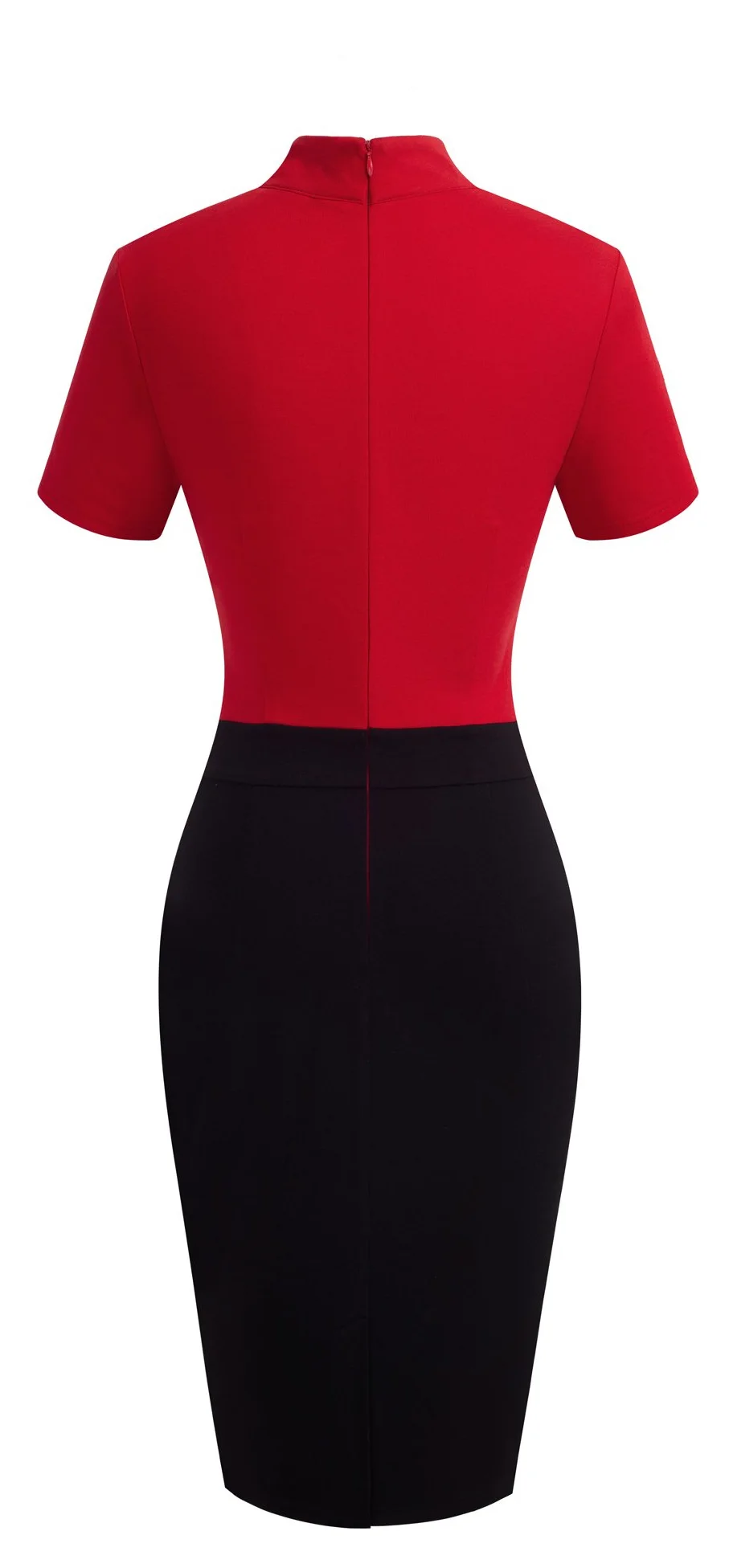 HOMEYEE Damska sukienka ołówkowa w stylu vintage z krótkim rękawem bodycon biznesowa B430