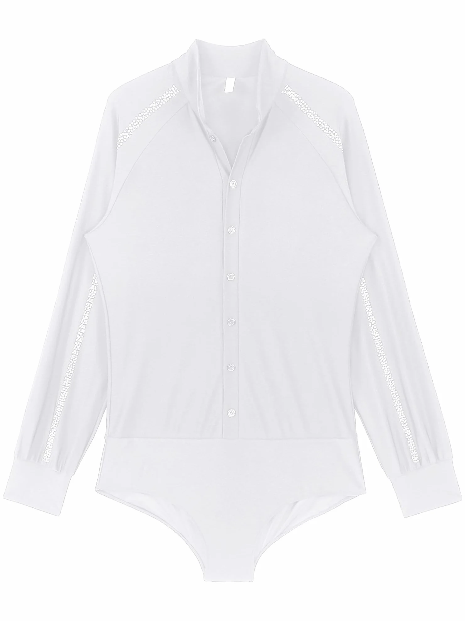 Męskie body koszuli z długim rękawem slim fit do tańca z listwą na głowę