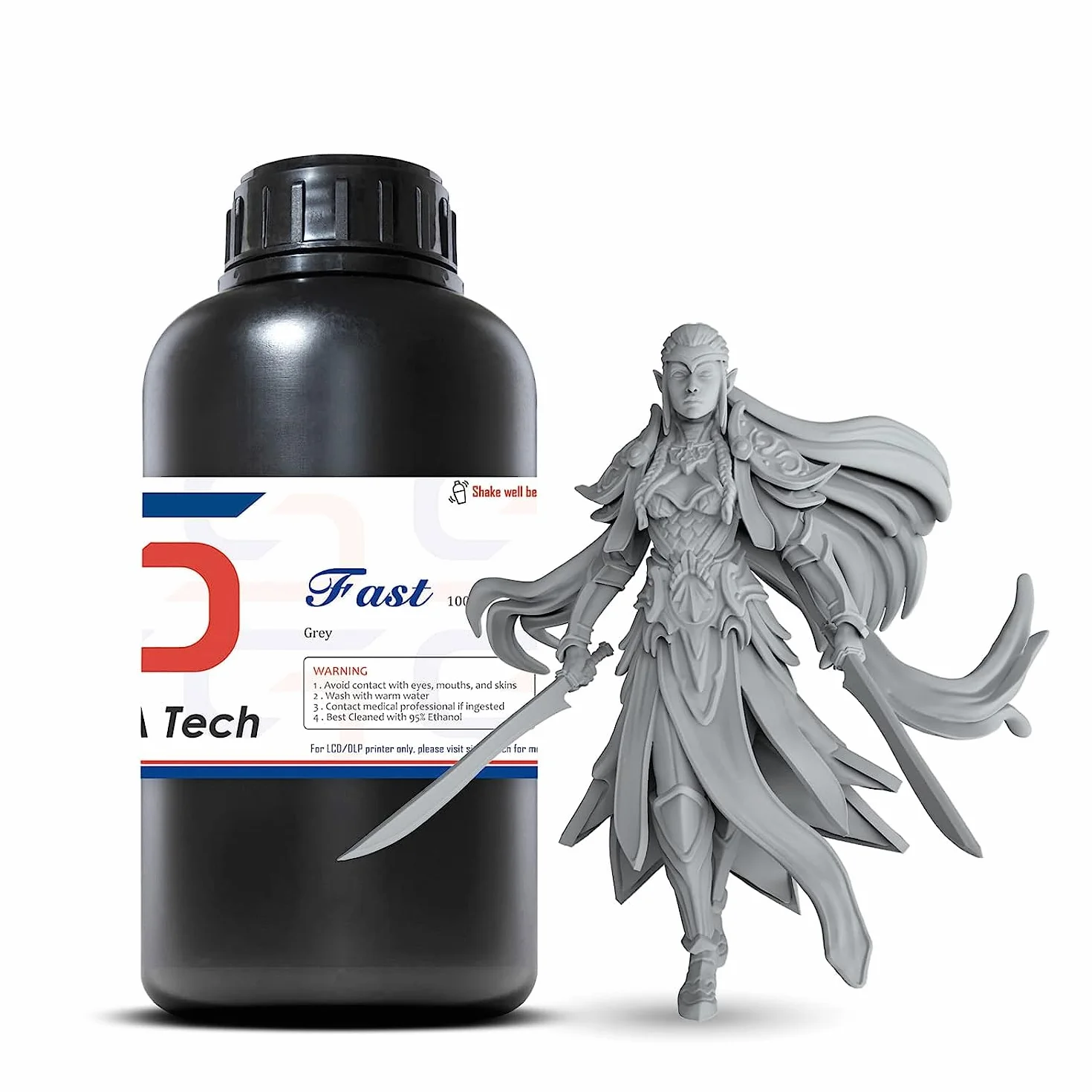 Siraya Tech Fast Drukarka 3D Podobna do ABS Zywica 405nm Utwardzana UV Standardowa Plynna Drukarka 3D DLP LCD Zywica Fotopolimerowa (Szary, 1kg)