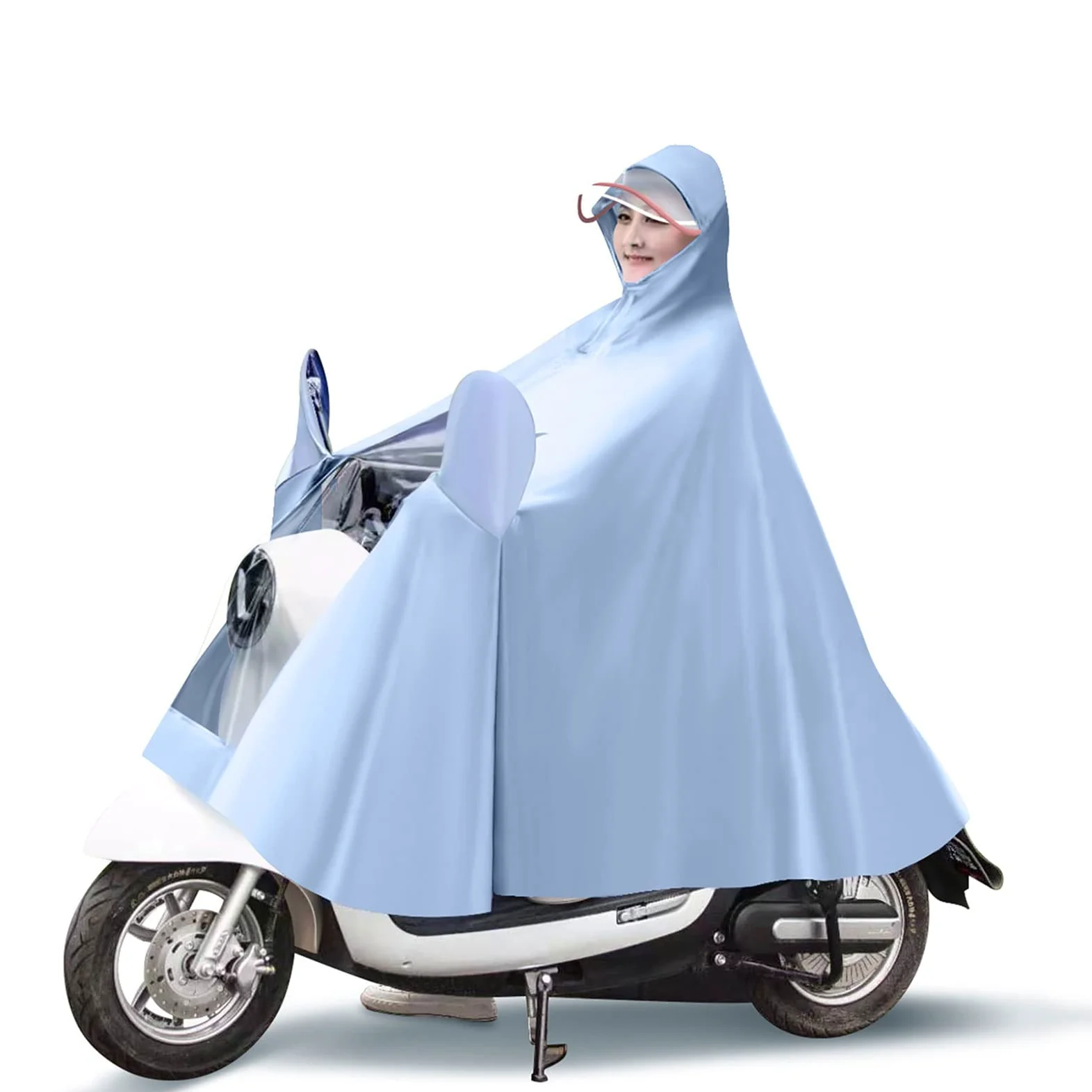 Płaszcz przeciwdeszczowy do roweru elektrycznego, wodoodporny PVC Rower elektryczny Płaszcz przeciwdeszczowy do motocykla Poncho unisex z podwójnym rondem Zajęcia na świeżym powietrzu Peleryna rowero