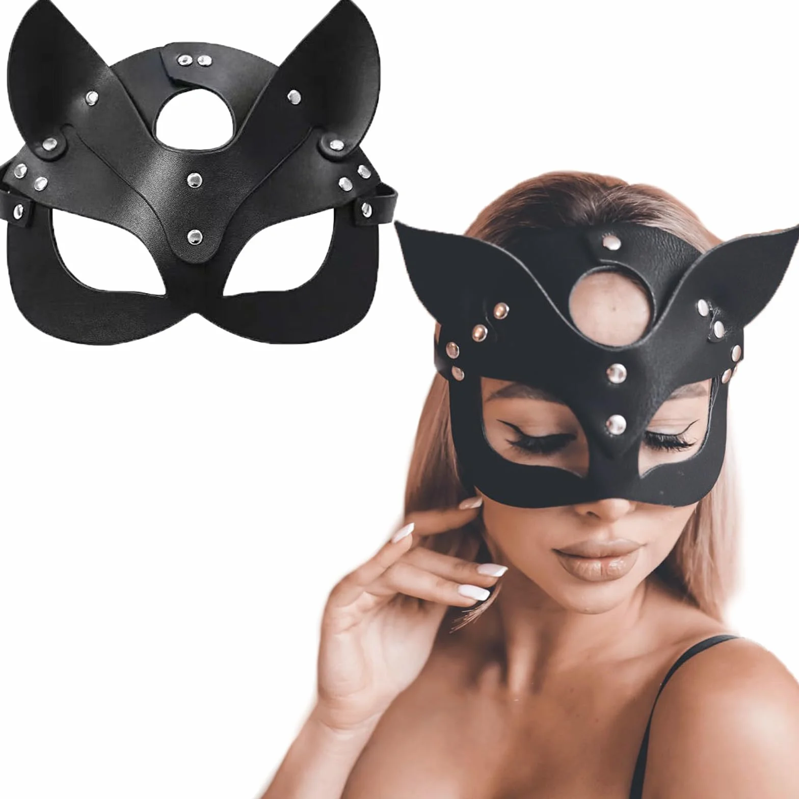 Catwoman maska dla kobiet, maska z kotem na pół twarzy, skóra kota, czarna skóra kota, maska Cosplay na Halloween, maskaradę, karnawał