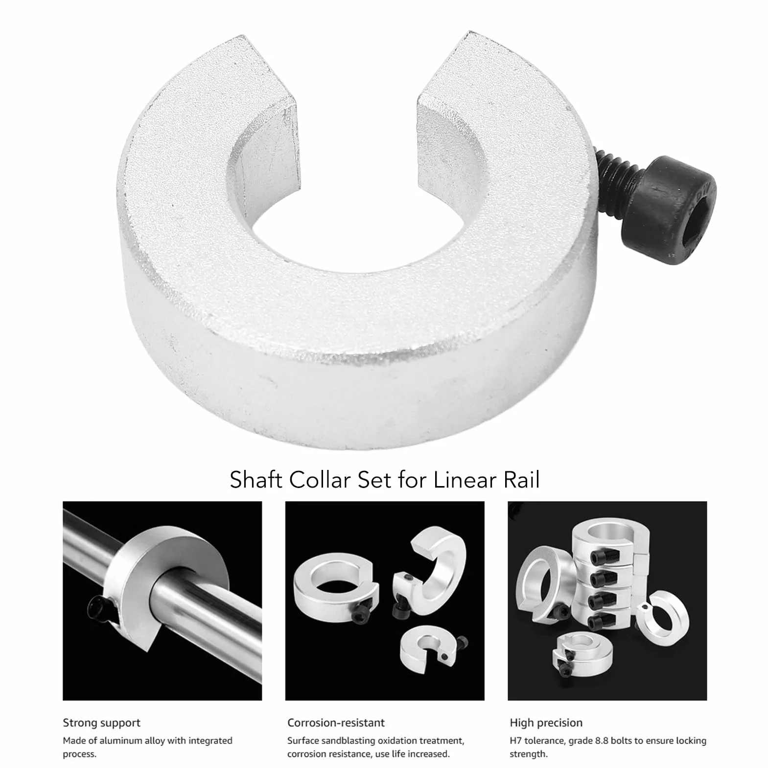 Liniowe Kołnierze Zatrzymujące Szyny, 4 szt. Kołnierz Wału ze Stopu Aluminium SBR20 ze śrubą ustalającą M4, Rozmiar Otworu 20 Mm, średnica Zewnętrzna 40 Mm, grubość 12 Mm