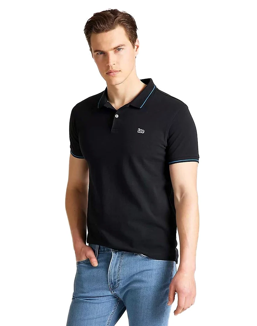 Lee Pique Polo Black męska koszulka polo, Ecru (Black 01), XXL