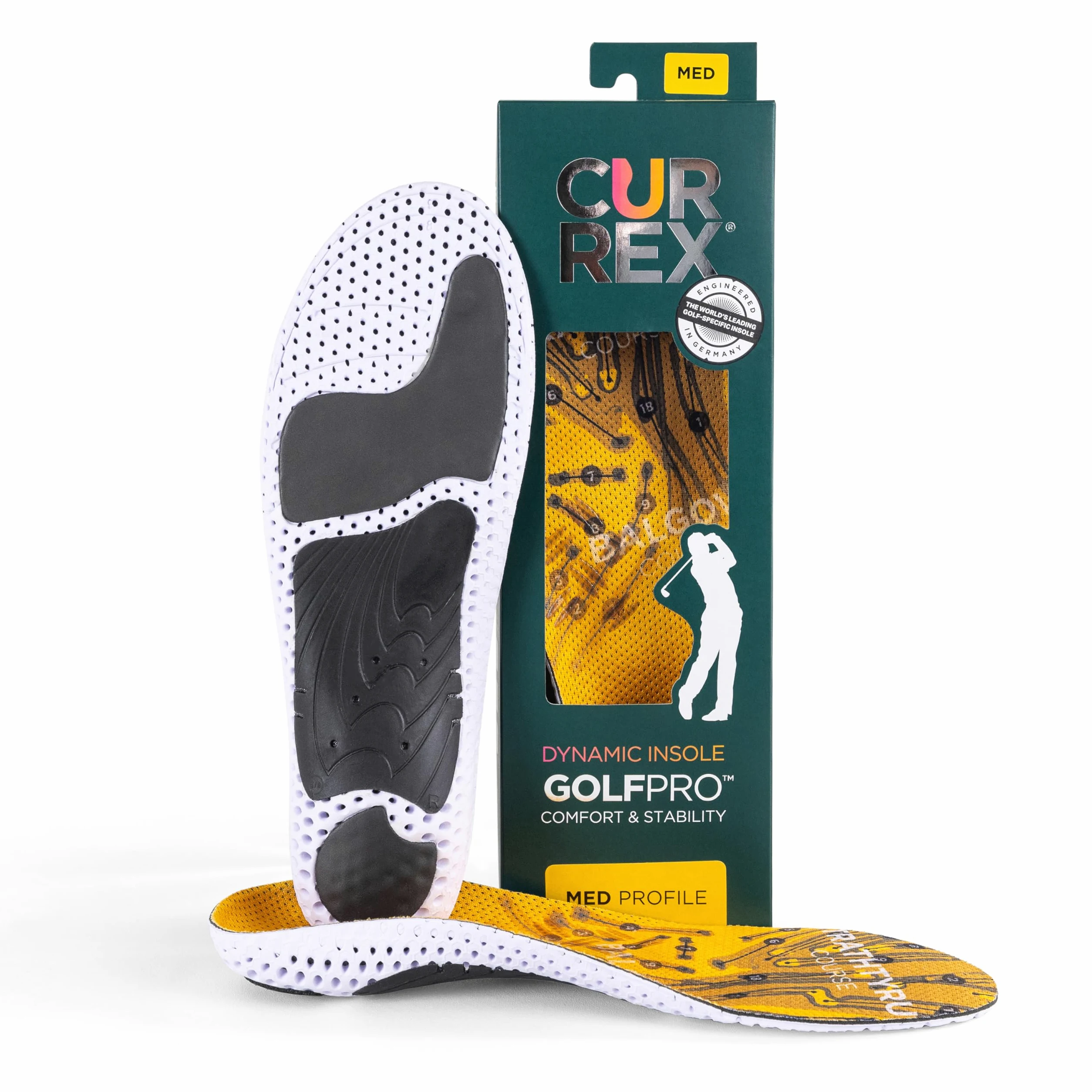 CURREX GolfPro wkładki do butów golfowych – większy komfort i amortyzacja dla Twoich butów (Med Profile) – EU 44,5-46,5 (XL) (pomarańczowe, XL)