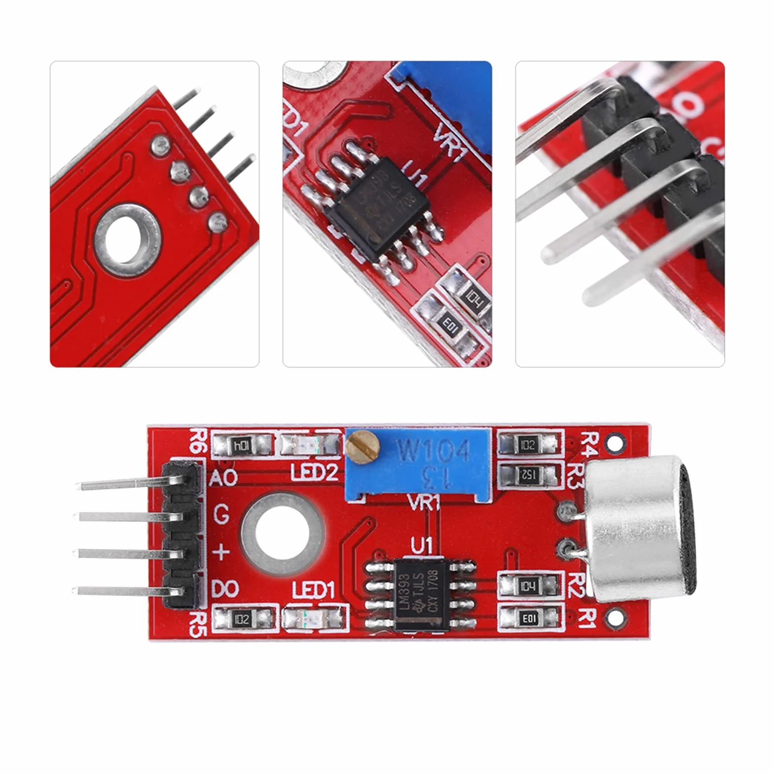 Czujnik Mikrofonu, moduł Mikrofonu DC3.3V 5V, moduł Wzmacniacza Audio Mikrofonu o Wysokiej Czułości Wyjście 20dB Zysk Niski Poziom Hałasu, Narzędzia