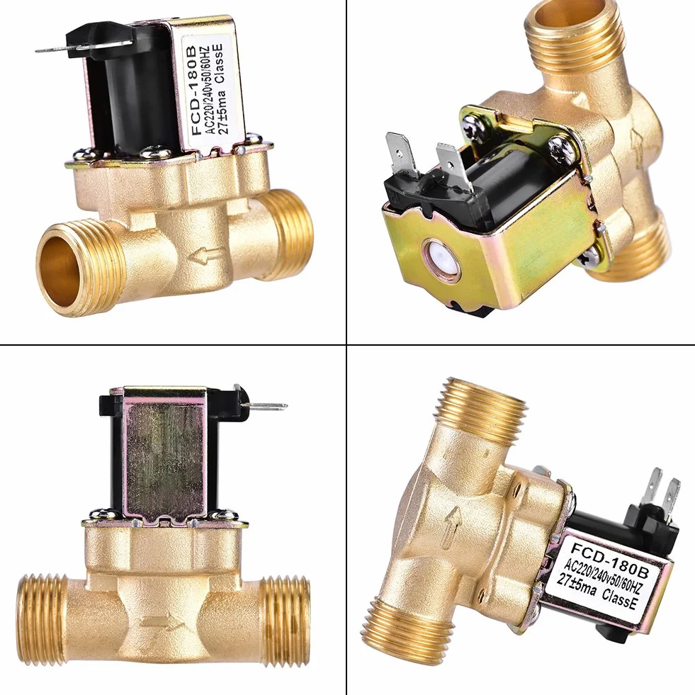 Mosiężny elektromagnetyczny zawór wodny 1/2", normalnie w pozycji zamkniętej, AC 220 V - do kontroli wody, ochrony przed korozją i zapewnienia trwałości