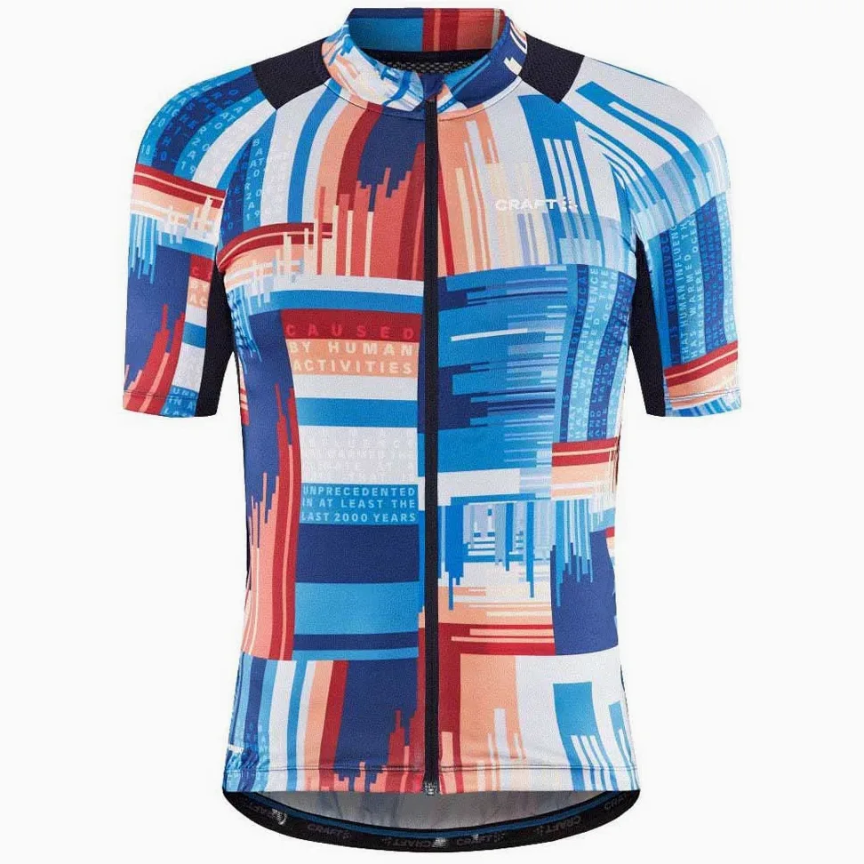 Craft Odzież sportowa męska ADV Endur Graphic koszulka kolarska z krótkim rękawem, koszulka rowerowa z 4 tylnymi kieszeniami