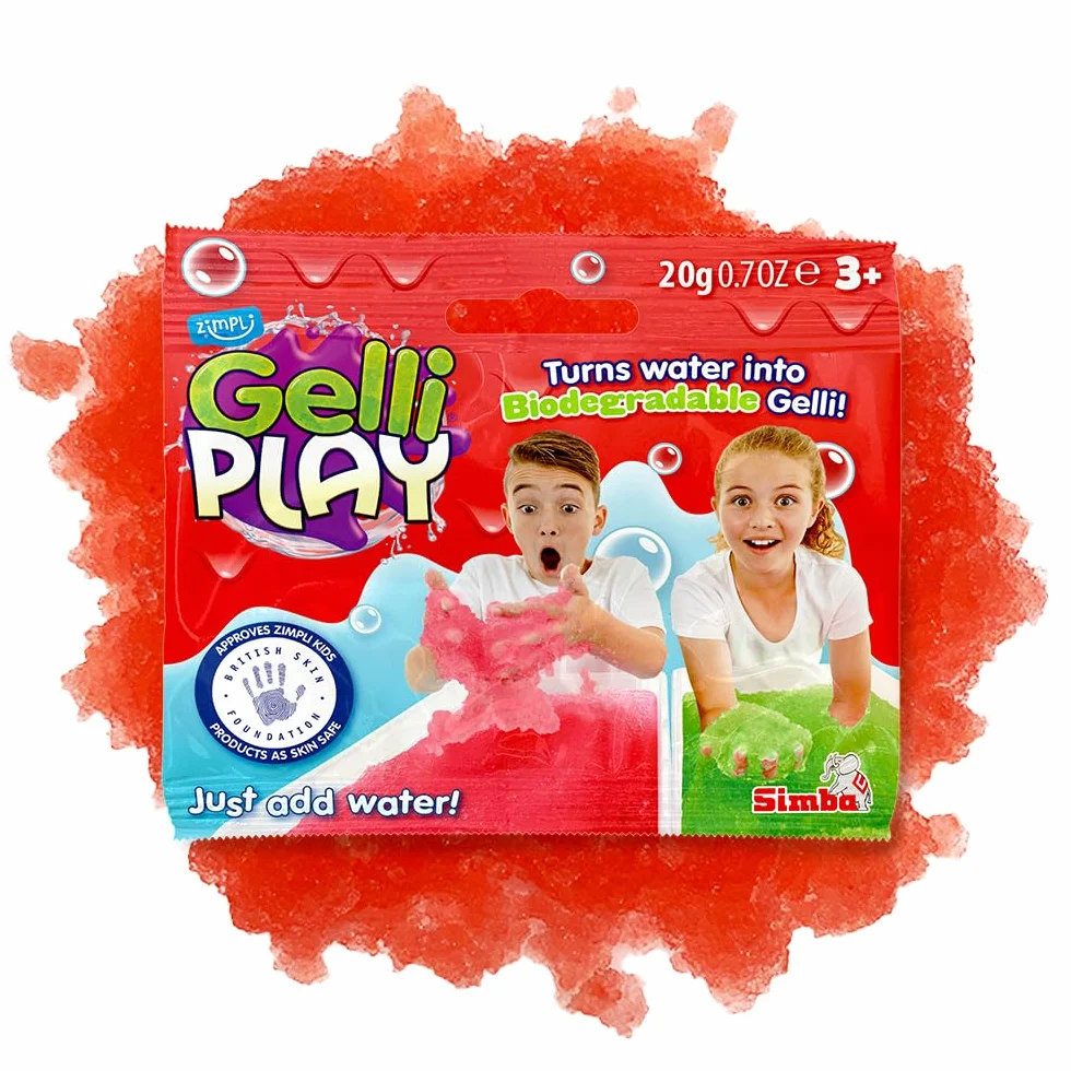 ZIMPLI Gelli Powder, zielony i czerwony, gęsta, kolorowa masa, prezent urodzinowy dla dzieci, zabawka sensoryczna do zabawy, wypełniacze do torebek na przyjęcia
