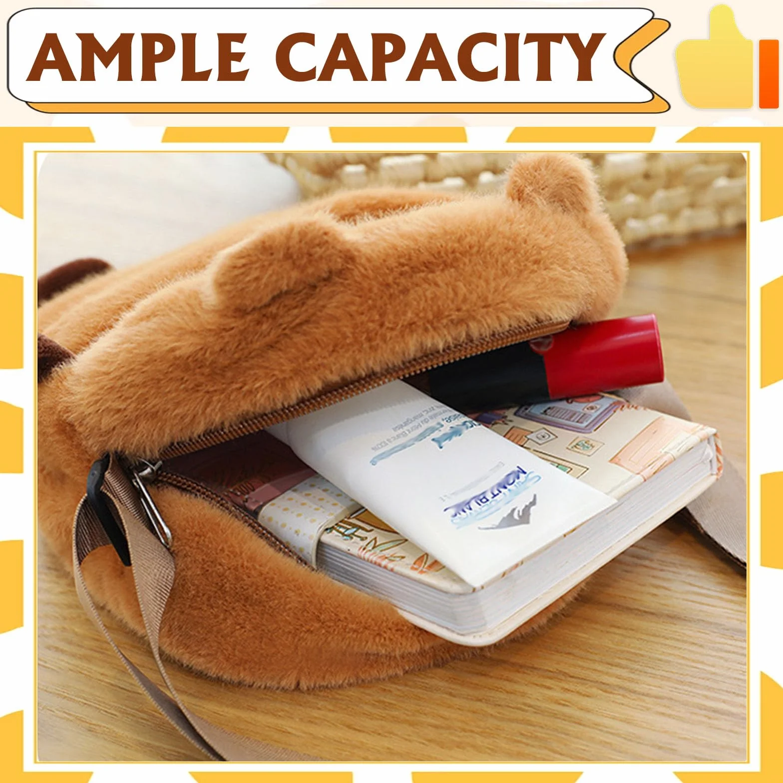 Capibara Pluszowa torba na ramię dla dziewcząt, śliczne torebki dla dziewcząt, pluszowe Capibara Crossbody Kobieta, Capivara Crossbody Women, mała pluszowa torba z 10 szt. tymczasowych tatuaży