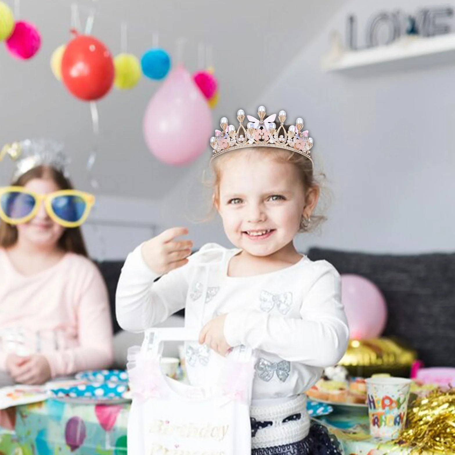 Korona księżniczki, diadem dla dziewcząt, motyle, tiara, opaska do włosów, złota korona, dla dorosłych