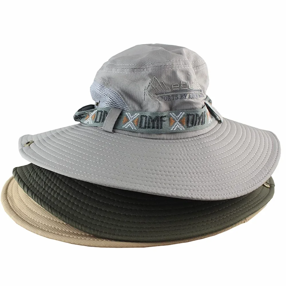 Summer Sun Hat Letter Print Boonie Hat Ochrona przed promieniowaniem UV Kapelusz Panama z szerokim rondem Męski wędkarski kapelusz typu Bucket (kolor: beżowy, rozmiar: 54-60 cm) (beżowy 6 5/8)