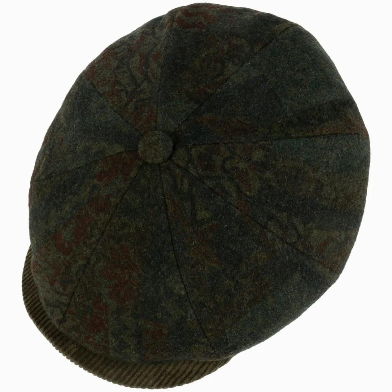 Stetson Hatteras Dark Paisley płaska czapka z daszkiem, męska czapka balonowa, wyprodukowana w UE, z daszkiem, na jesień, zimę, jesień, zimę, rozmiar S (54-55 cm), ciemnooliwkowa