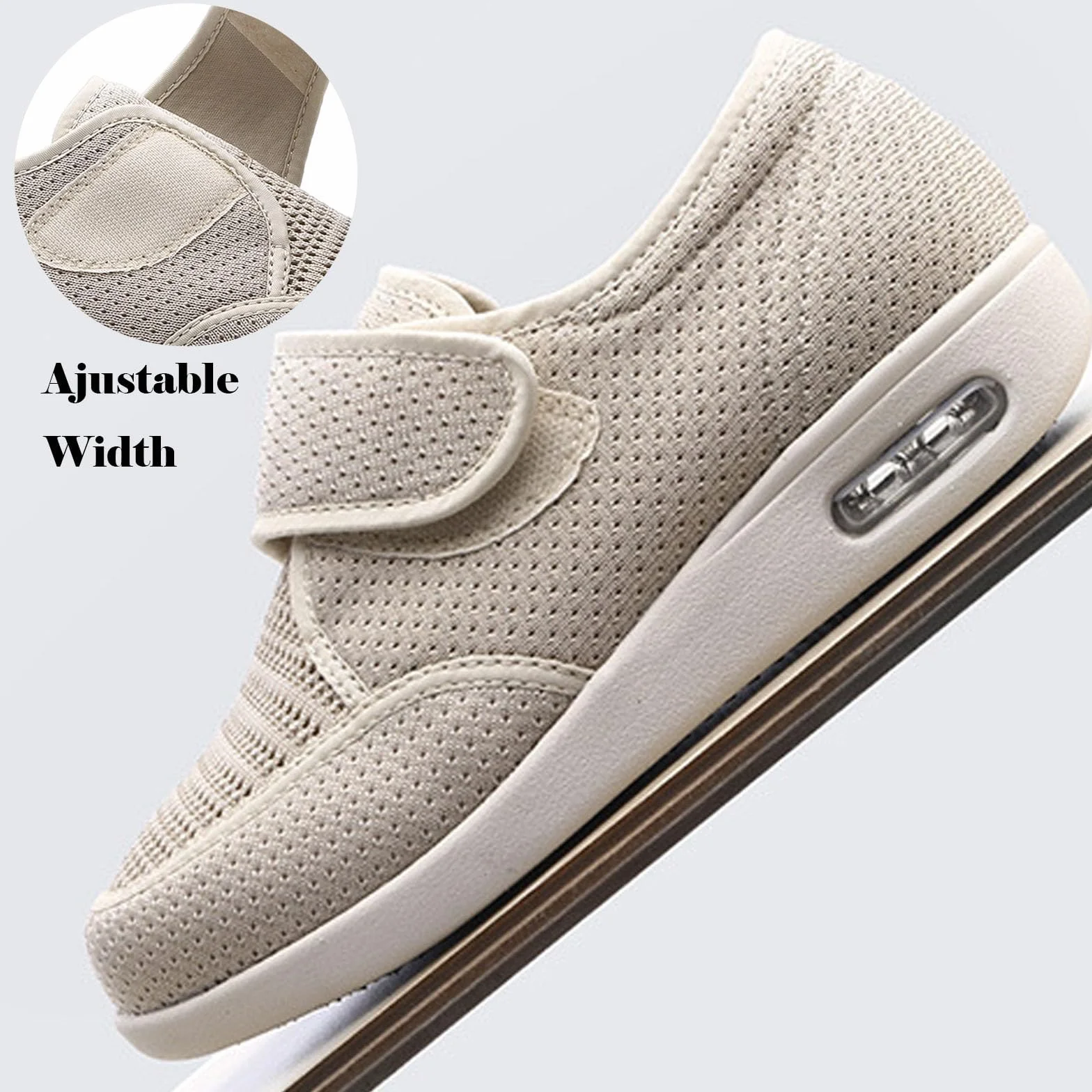 Diabetic Shoes for Women Men Wide Width Elderly Adjustable Closure Lightweight Breathable Swollen Feet Walking Edema Sneakers Blue