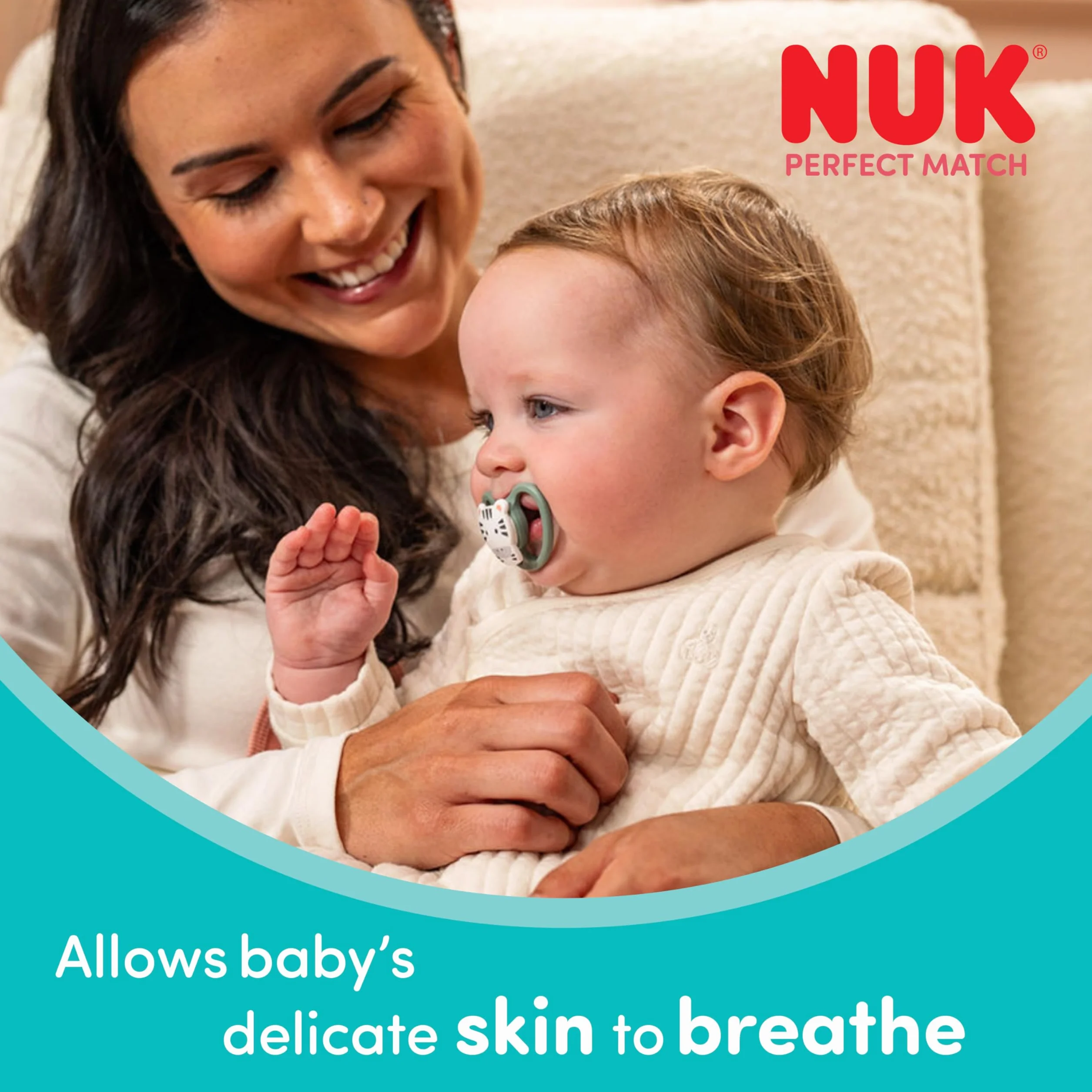 NUK Perfect Match Air Smoczki | 18-36 m | Ortodontyczne smoczki wspomagające przepływ powietrza i zapobiegające odparzeniom od śliny | 95% akceptacji przez dzieci** | Różne kolory | 4 szt