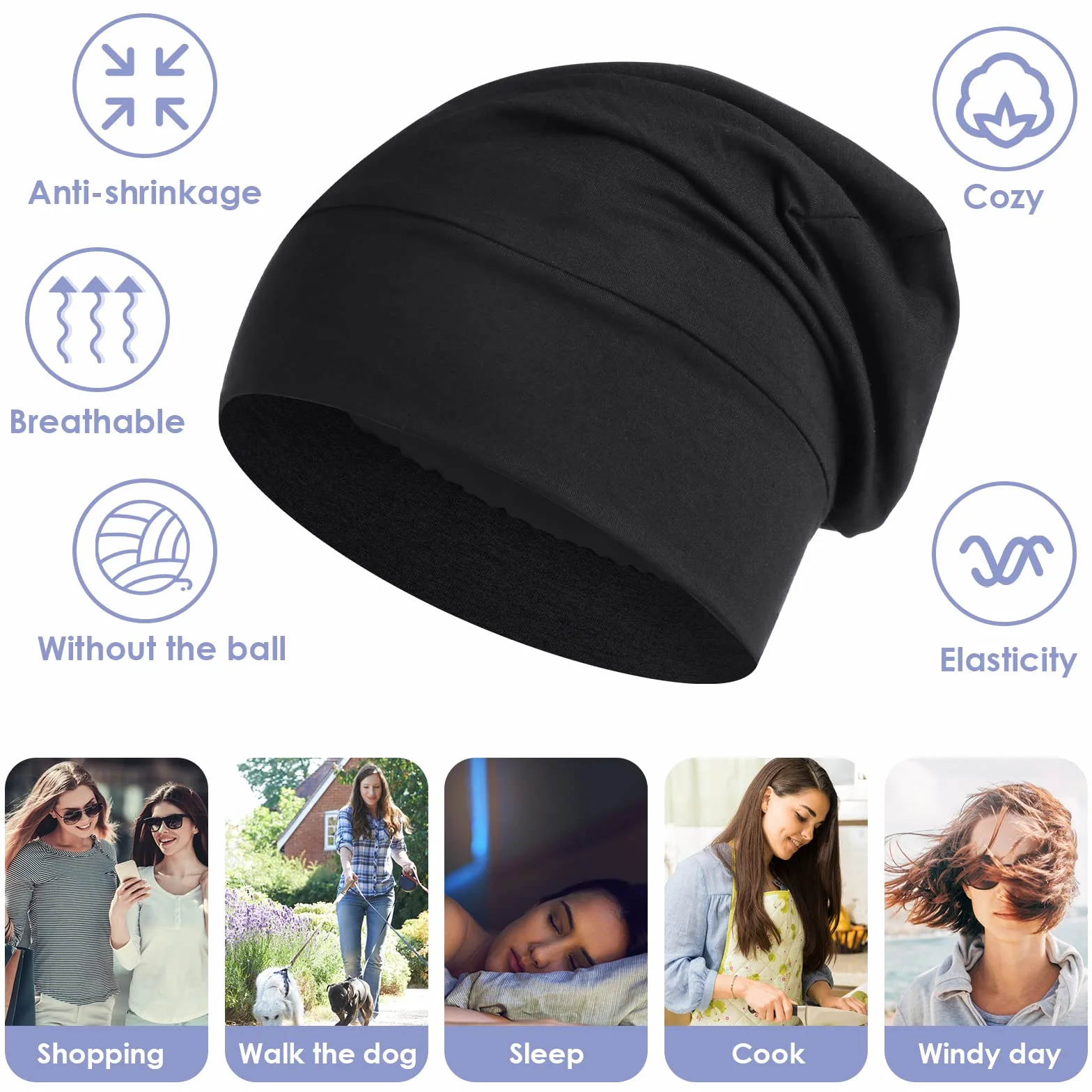 WLLHYF Jedwabna Czapka do Spania, 2 Sztuki, Miękkie Opaski do Włosów z Satyną Podszewką, Regulowany Turban, Pielęgniarska Czapka dla Kręconych Włosów, Chemioterapia, dla Kobiet