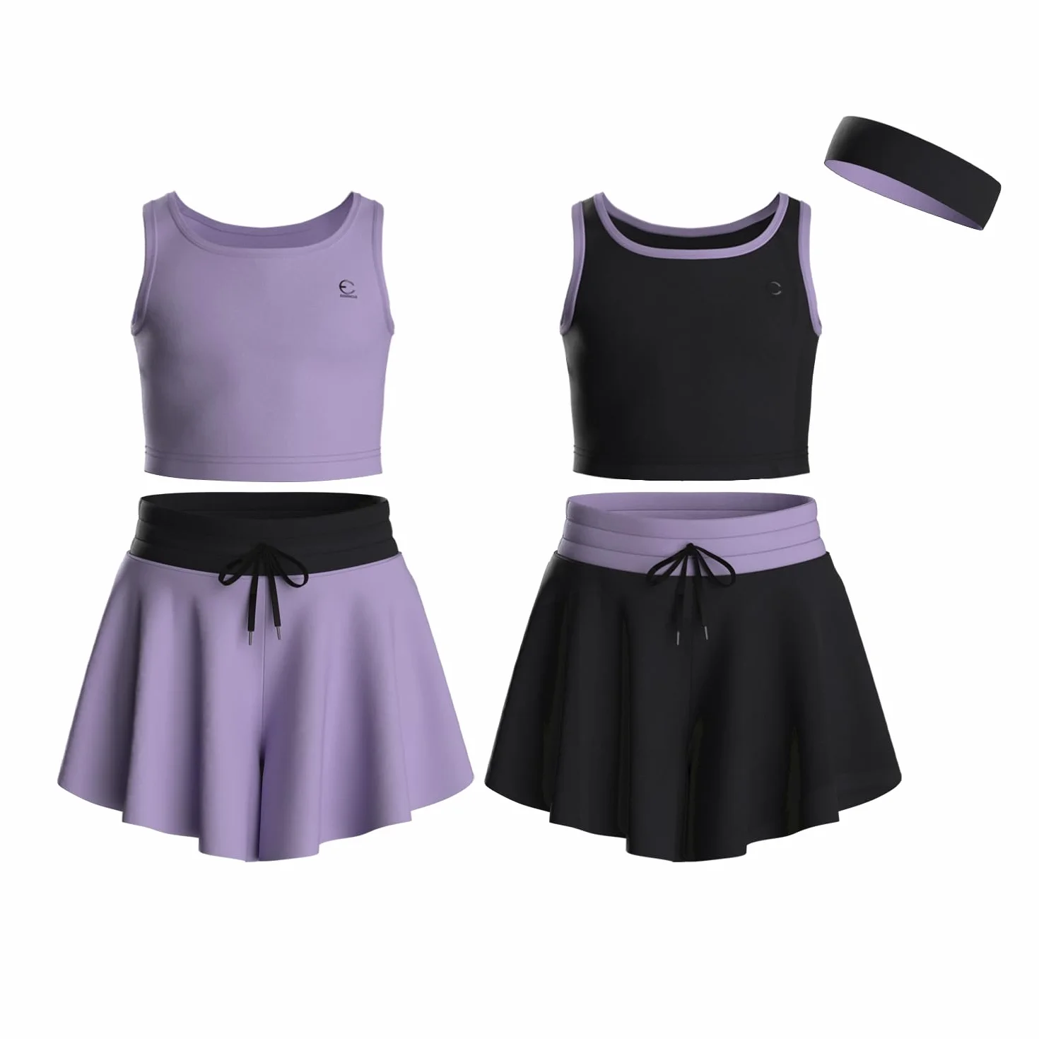 Zestaw odzieży sportowej dla dziewcząt Butterfly Shorts Skirts & Sleeveless Tops 5 sztuk