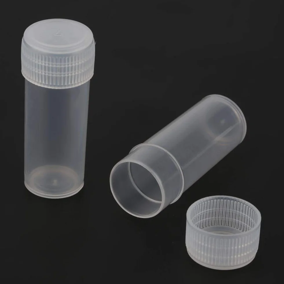 50szt 5ml Plastikowe butelki na próbki, małe, przezroczyste butelki, podróżne plastikowe probówki, nakrętki do fiolek, przezroczyste nakrętki z uszczelką