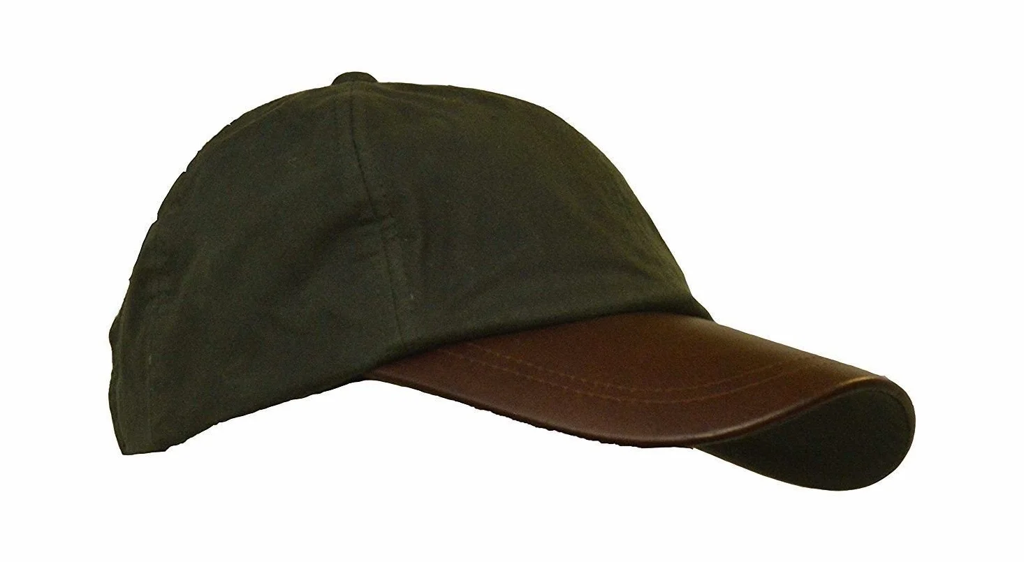 WALKER AND HAWKES Unisex czapka baseballowa z woskowanej bawełny - daszek ze skóry - rozmiar uniwersalny, oliwkowo-zielony, jeden rozmiar