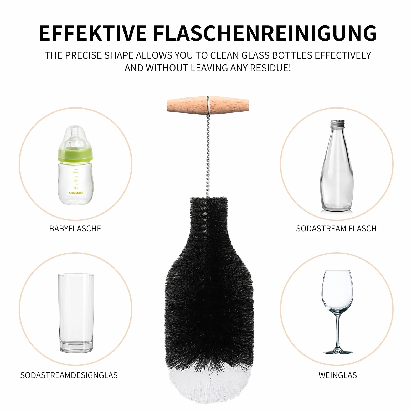 Szczotka do Butelek SodaStream 32 cm – Zestaw 2 (Gąbka + Nylonowe Włosie), Usuwa Osad I Tłuszcz, do Butelek Gazowanych