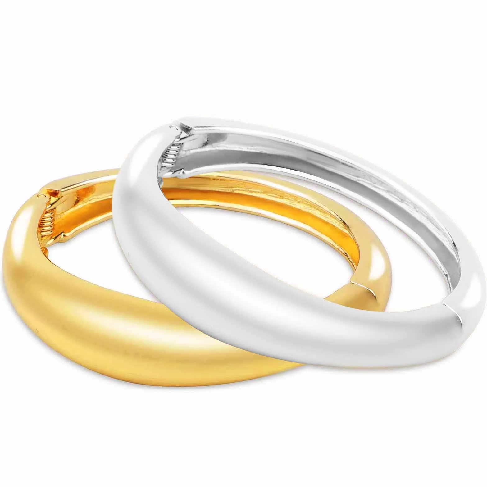 2 szt. Bransoletki Bangle, Minimalistyczne Bransoletki Zawiasowe Gruba Bransoletka Modne Zawiasowe Otwarte dla Kobiet Bizuteria (1 Zloty i 1 Srebrny)
