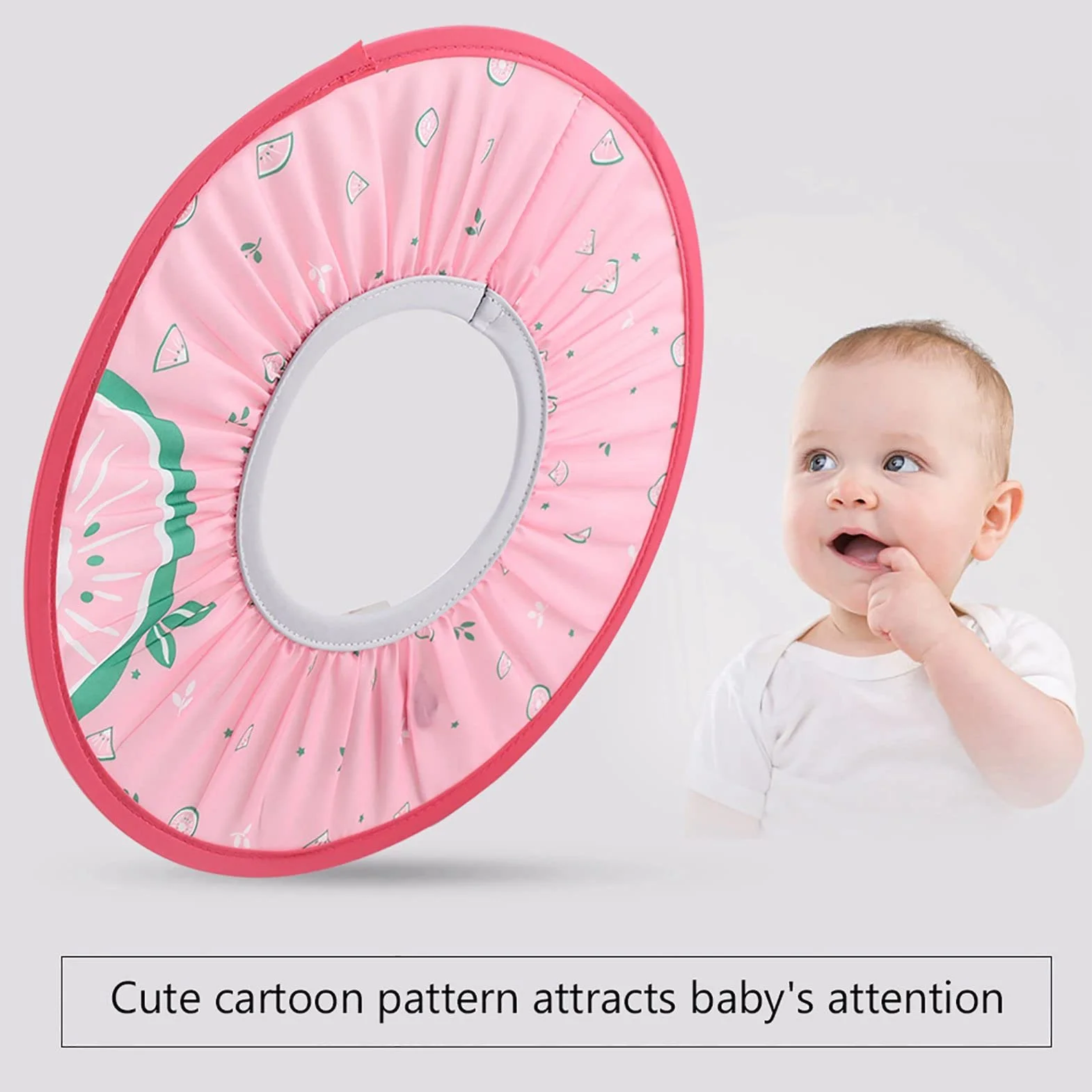 Czapka z Daszkiem dla Niemowląt, Czepek do Kąpieli z Daszkiem do Prania (PINK)