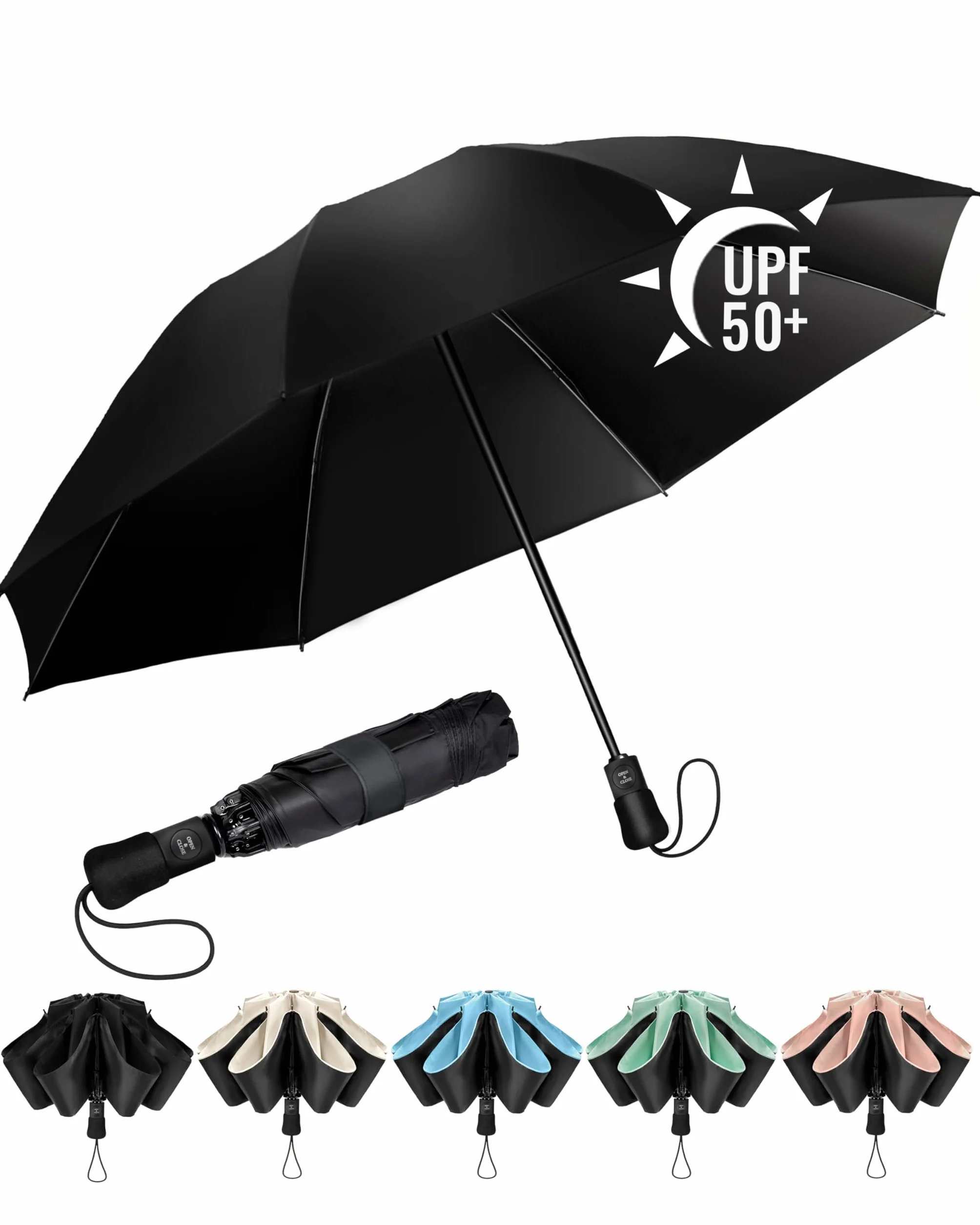 Damski parasol składany przeciwwiatrowy - wiatroszczelny parasol odwrócony, kompaktowy przenośny automatyczny parasol podróżny dla mężczyzn, powłoka 210T, odporna na promieniowanie UV