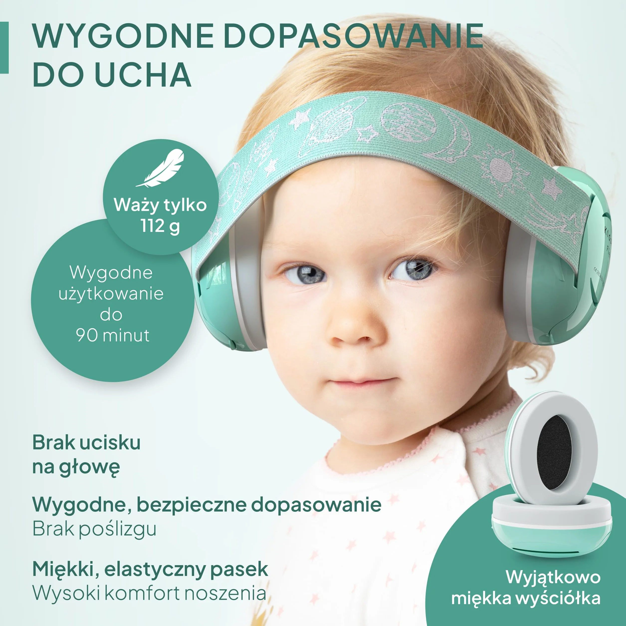 Senner ® KidsPro Flex | Ochronniki słuchu - Ochrona słuchu dla niemowląt - Elastyczne nauszniki z SNR 25 dB. Idealne na co dzień, imprezy, wydarzenia, sport i muzykę - Turkusowe