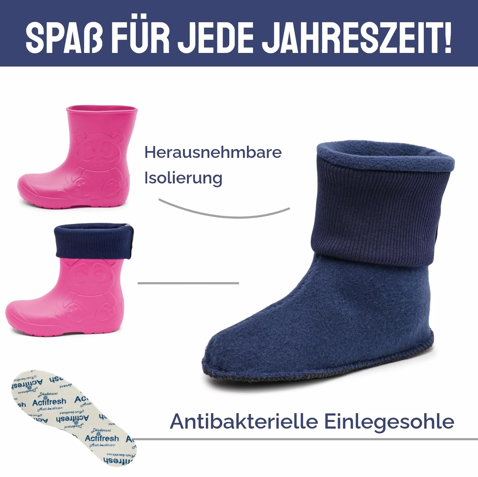 Ladeheid Dziecięcy Lekkie Kalosze Termo z Ocieplaczem LA-CA-249
