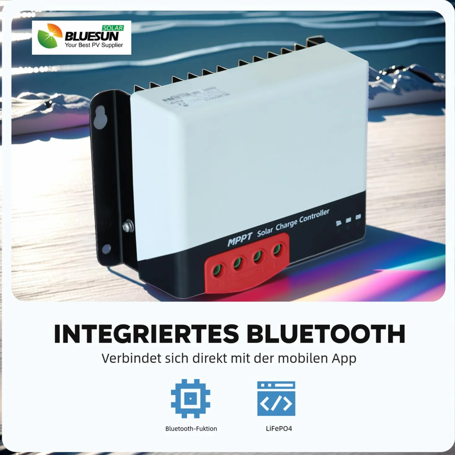 MPPT solarny regulator ładowania 30 A, wbudowany Bluetooth do mobilnej aplikacji, monitorowania i ustawiania, solarny regulator ładowania do AGM żelowy gęsto kwasowy, baterie litowe, do samochodów