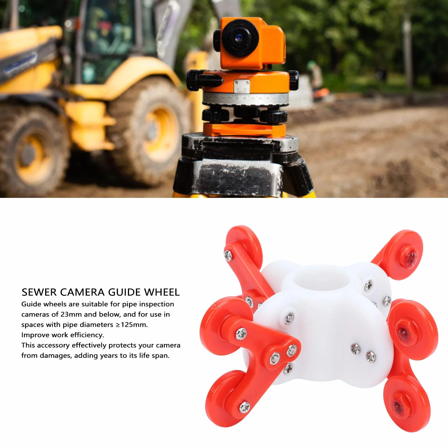 Kółka Prowadzące do Kamery Inspekcyjnej, 23 mm, do Rur ≥125 mm, z Materiału ABS