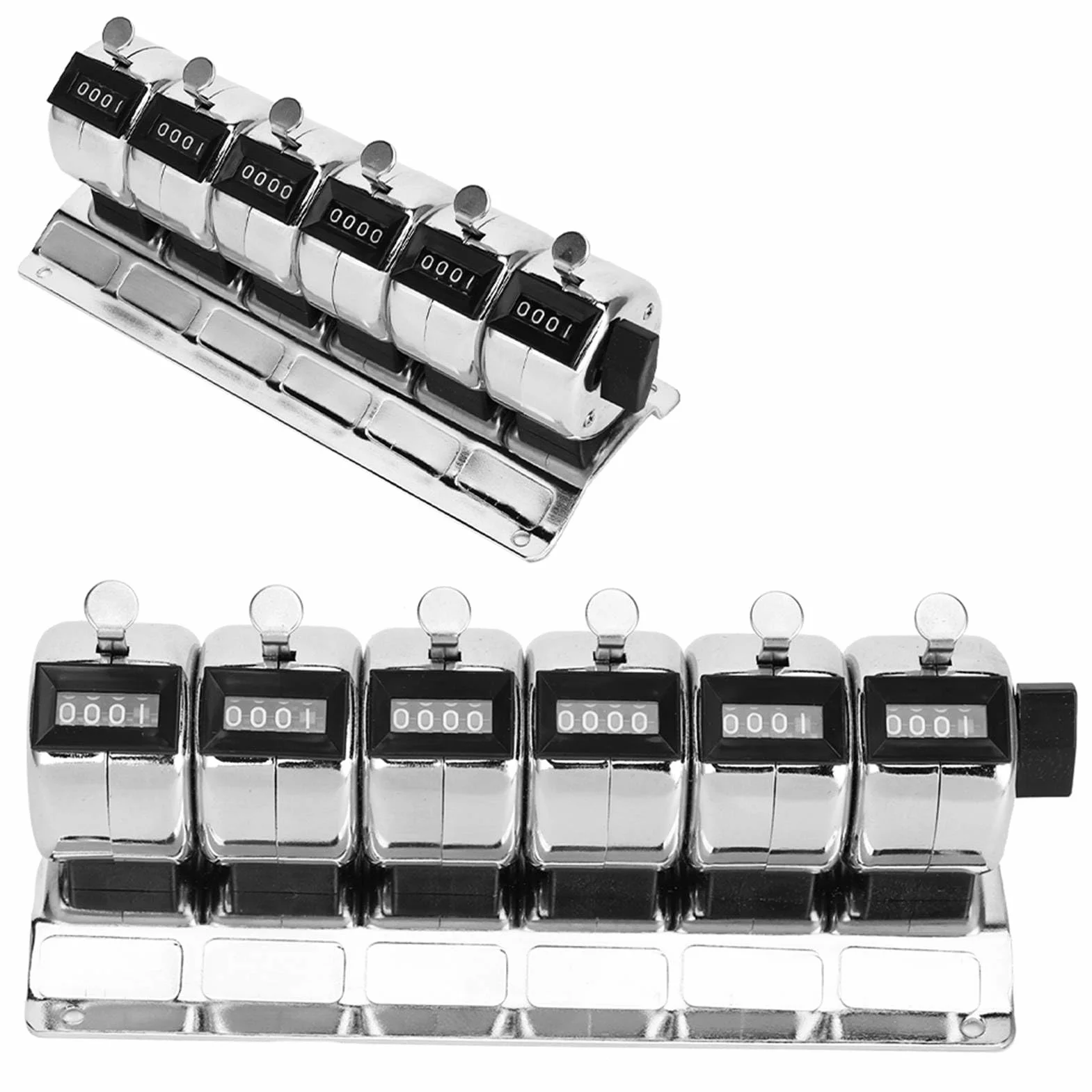 KIMISS Licznik mechaniczny 4-cyfrowy, manualny, metalowy for tally, zestaw 6 sztuk, stali nierdzewnej