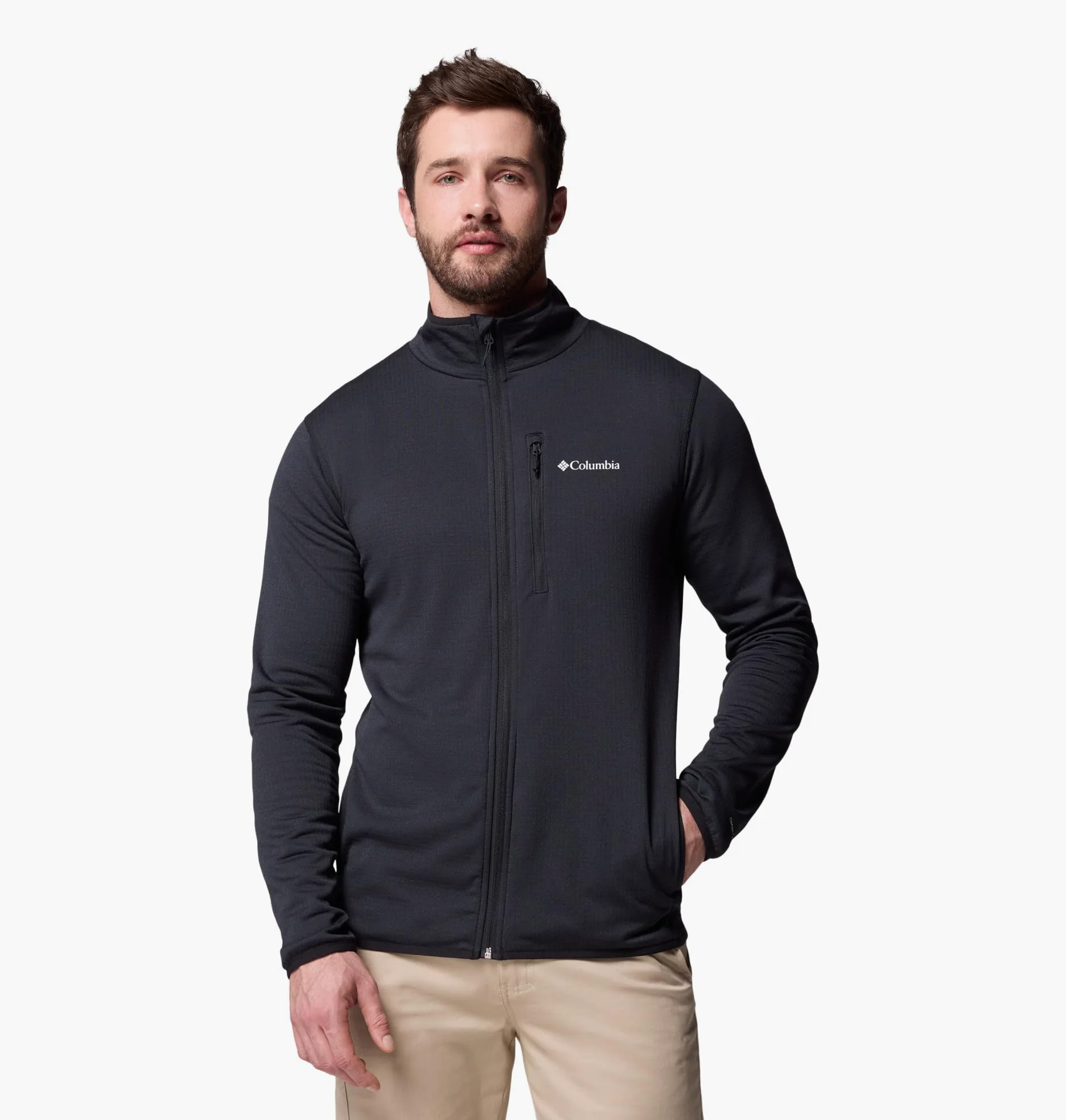Columbia Męska kurtka polarowa Essential Hike Grid z zamkiem błyskawicznym na całej długości, czarna, S