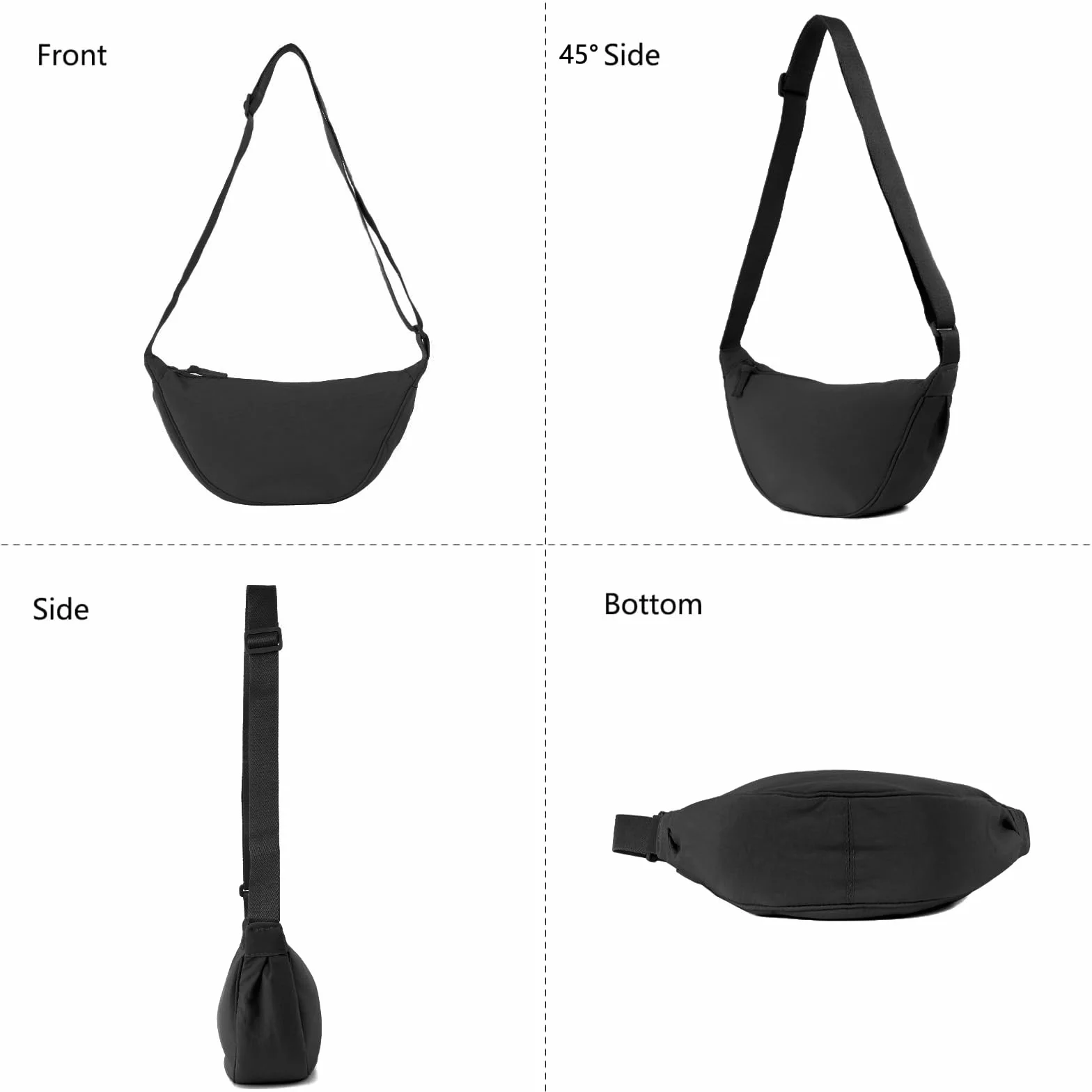 ANYWN Torba na ramię damska z półksiężycem, Hobo Casual Crossbody, jednokolorowa, przenośna, półksiężyc, torba na ramię z regulowanym paskiem na ramię