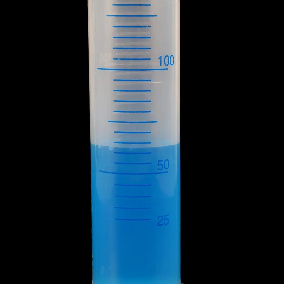Nikou Cylinder miarowy zlewka 250 ml, probówka naukowa klasa B z wysokiej jakości polipropylenu, wysoki wzór, sześciokątna podstawa, niebieska linia, precyzyjna skala