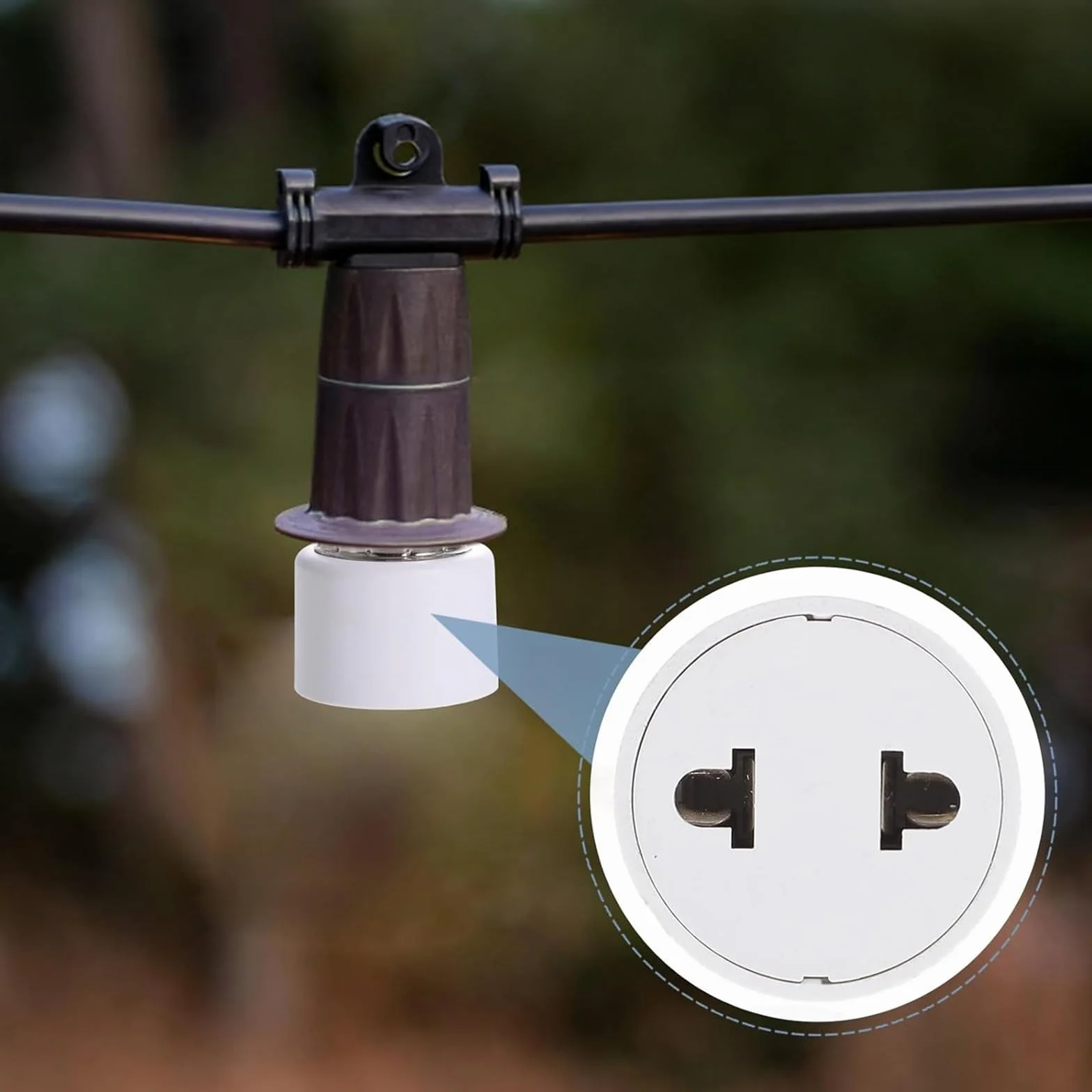 Oprawka do lampy E27, 2 sztuki, adaptery do gniazda żarówki, przykręcane, gwint E27, przedłużenie 5 cm, na balkon, werandę, garaż, kamerę, taras, dekoracyjne, 2-biegunowe, białe [klasa energetyczna A]
