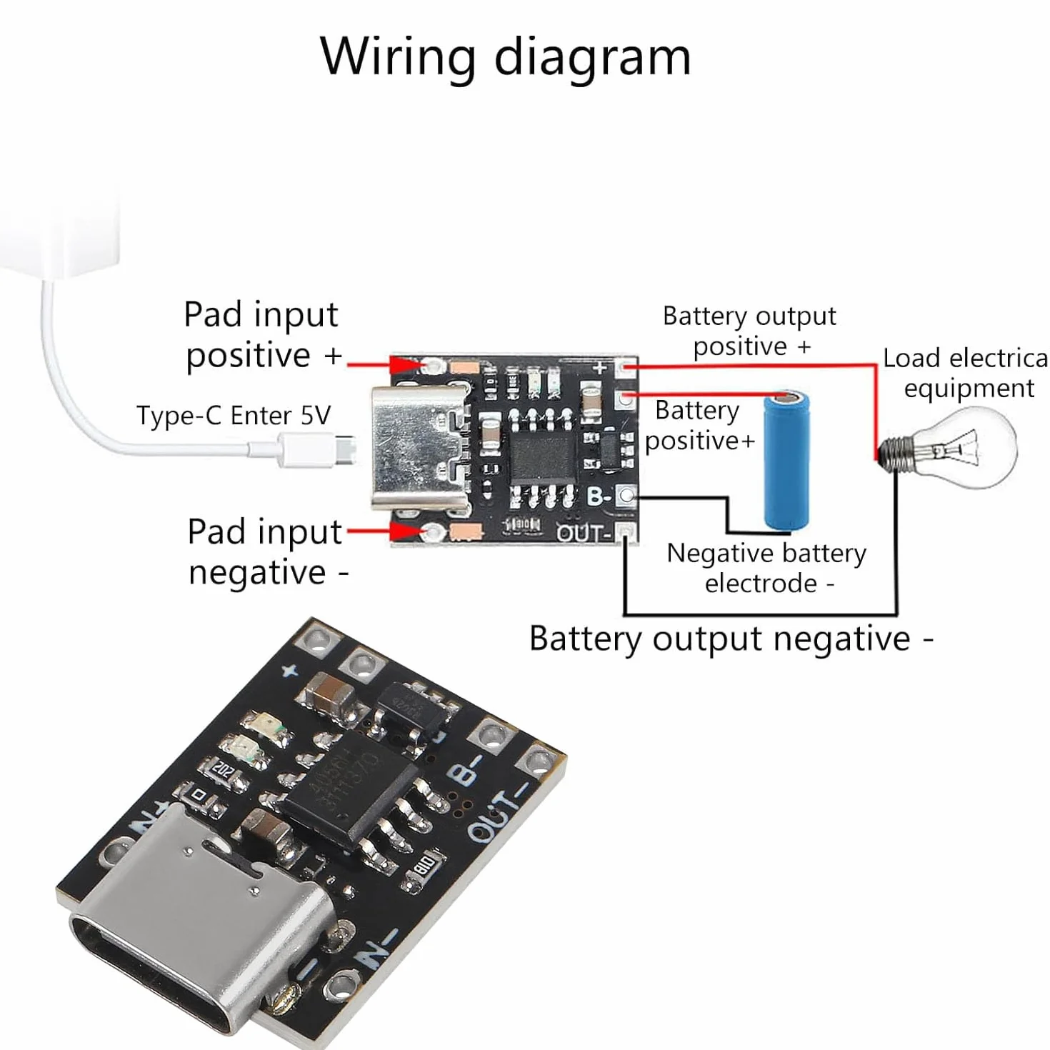RUNCCI-YUN 5 szt. TP4057 USB C litowa ładowarka 1 A 3,7 V z ochroną USB C akumulator litowo-jonowy płytka ładująca