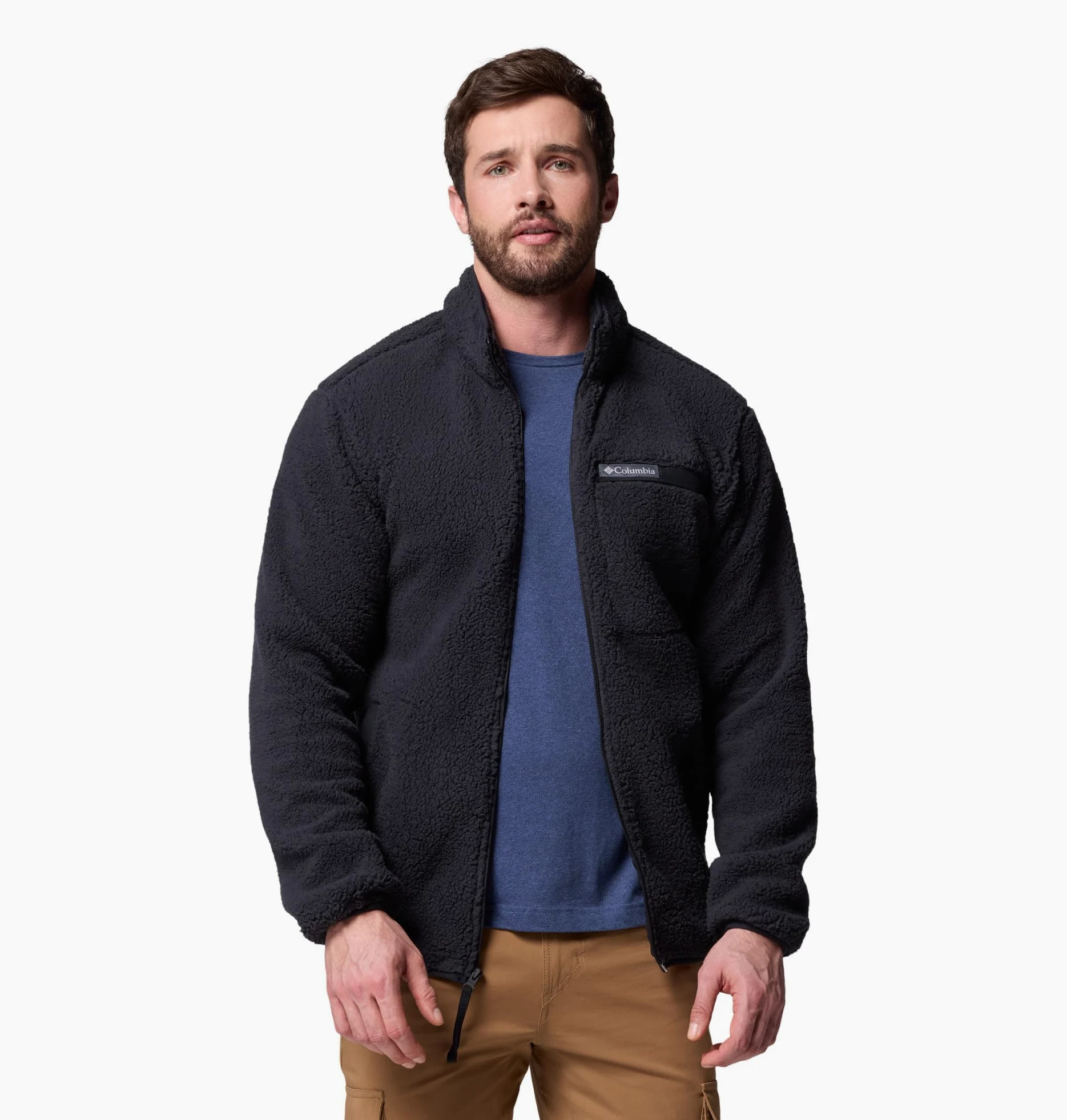 Columbia Męska kurtka polarowa Rugged Ridge z wysokim runem, zamek błyskawiczny na całej długości, czarna, XL