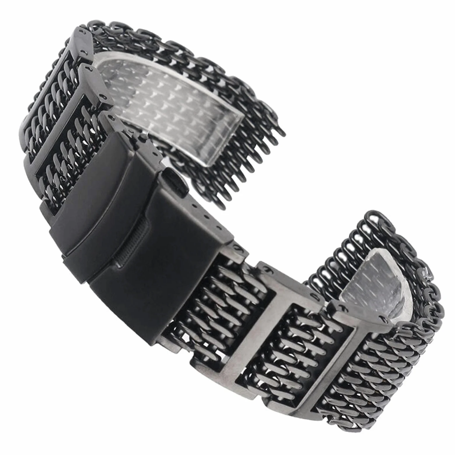 20/22/24mm Mesh Pasek ze stali nierdzewnej Czarny pasek do zegarka Wymiana bransoletki (szerokość pasma: 20mm)